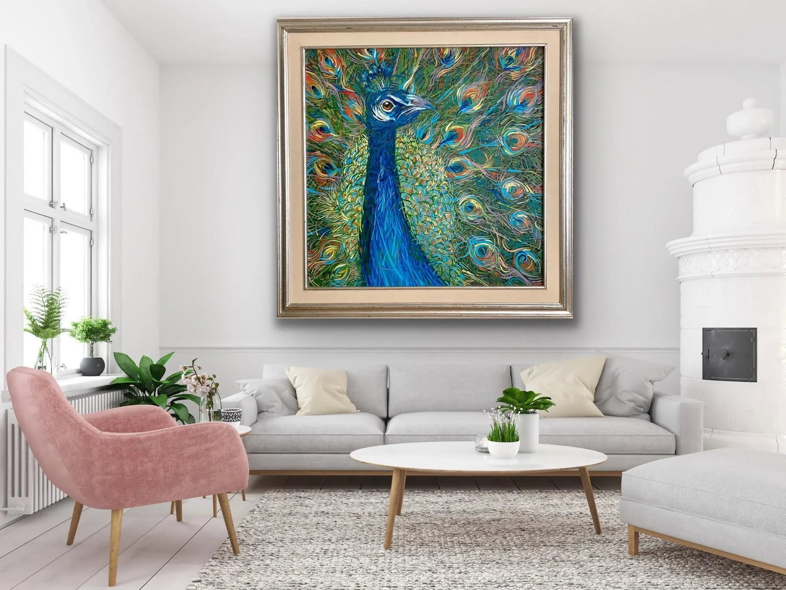 Peacock Framed Acrylic Painting by Egyptian Artist M.Khedr - 6