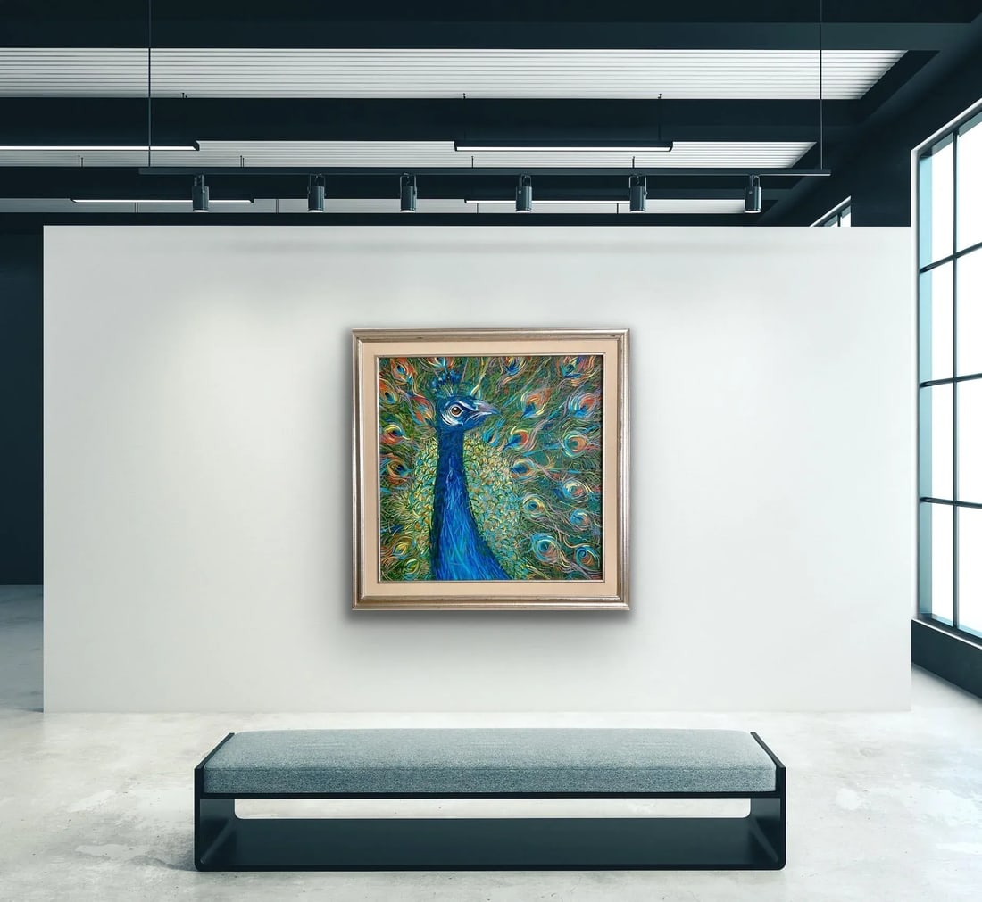 Peacock Framed Acrylic Painting by Egyptian Artist M.Khedr - 7