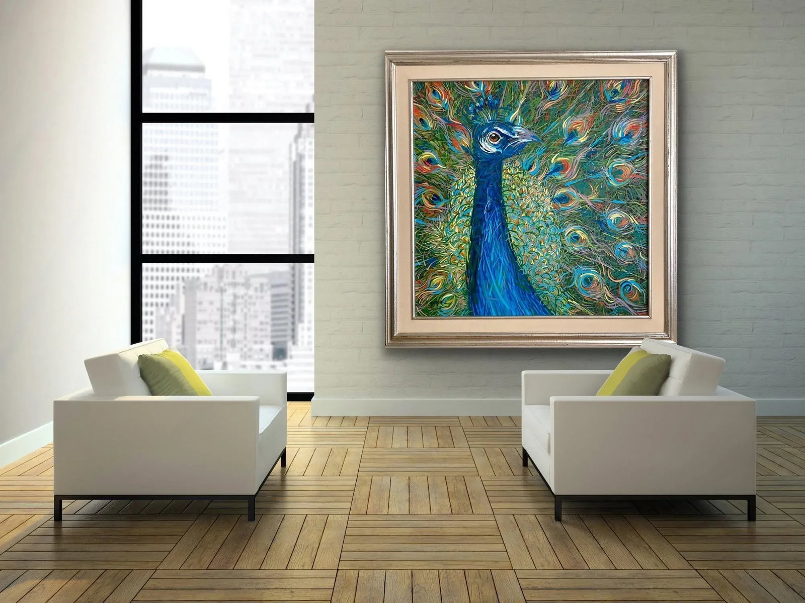Peacock Framed Acrylic Painting by Egyptian Artist M.Khedr - 8