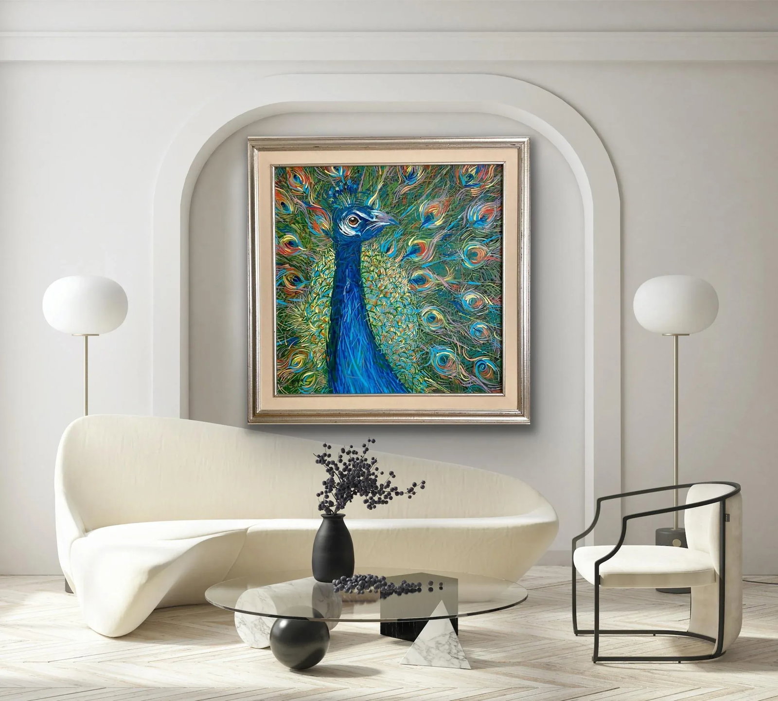Peacock Framed Acrylic Painting by Egyptian Artist M.Khedr - 9