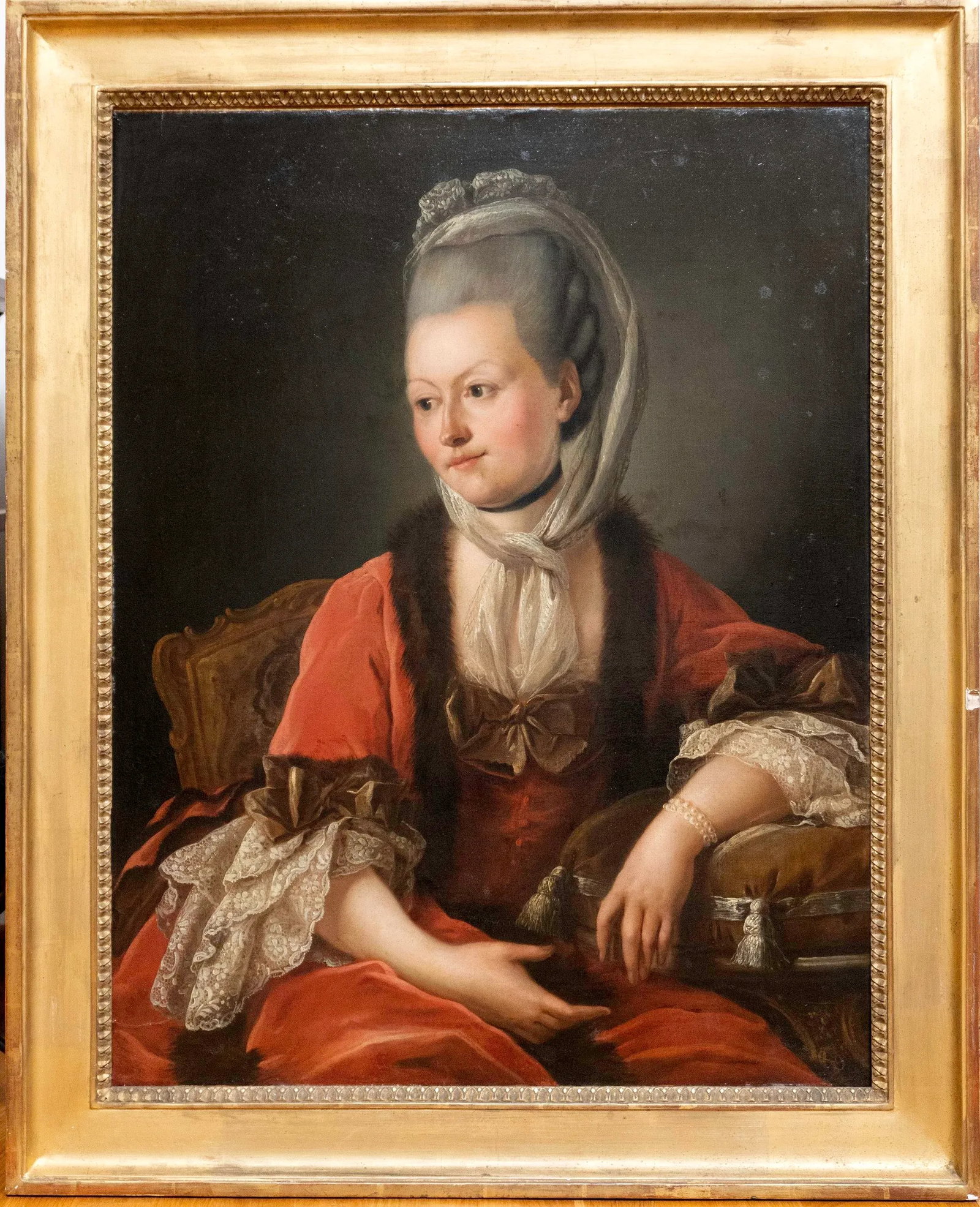 Antique Portrait Oil Paintings by French Artist Jean Girardet, Framed - Set of 2 - 2