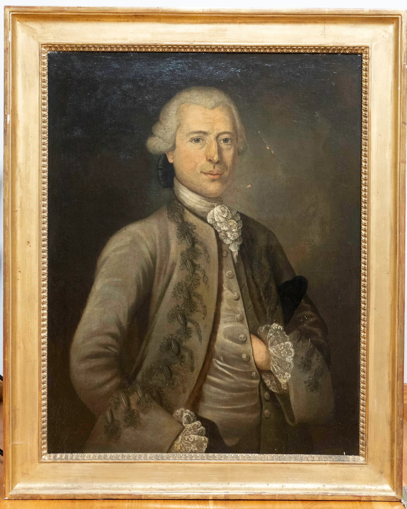 Antique Portrait Oil Paintings by French Artist Jean Girardet, Framed - Set of 2 - 5