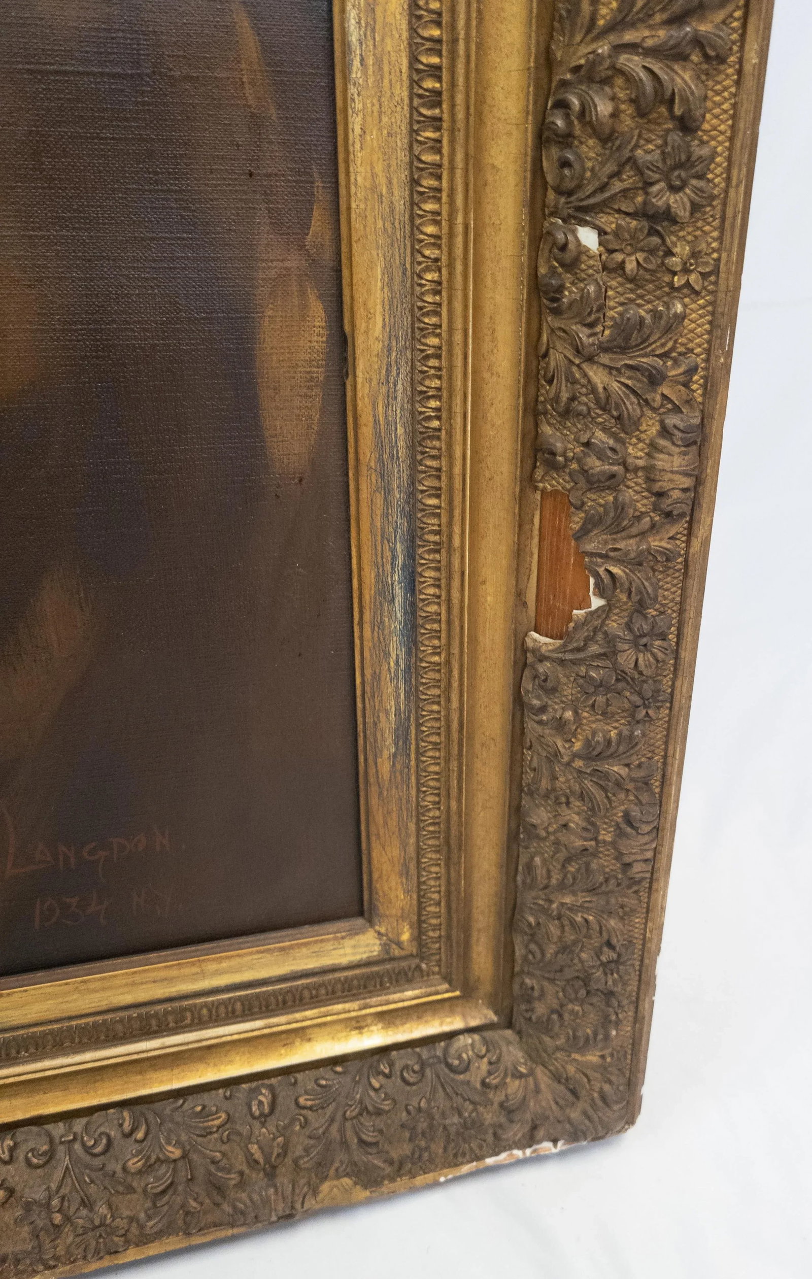 Large 1930's Full Length Portrait Painting of a Lady, Signed, Brown University Label - 10