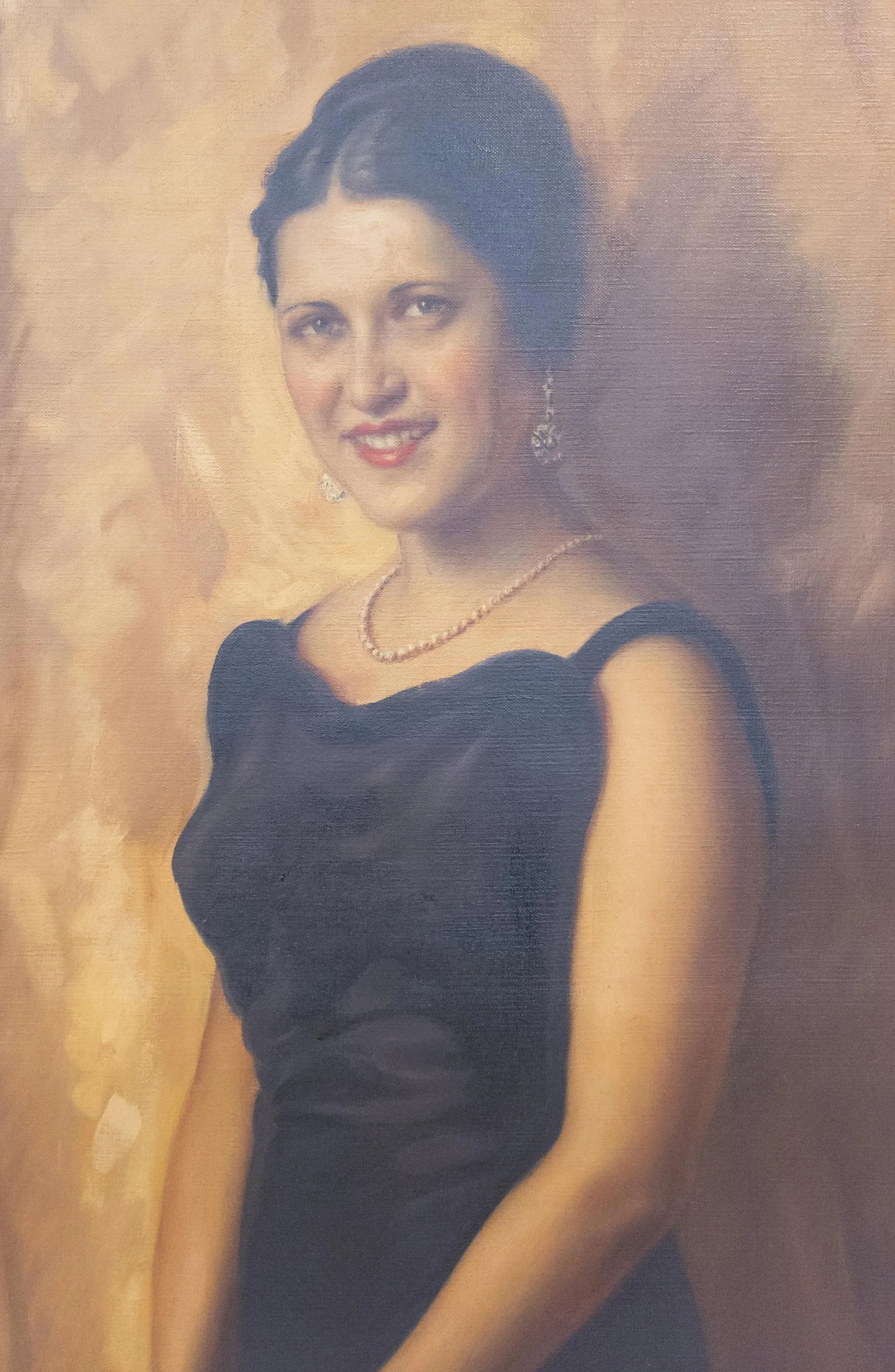 Large 1930's Full Length Portrait Painting of a Lady, Signed, Brown University Label - 3