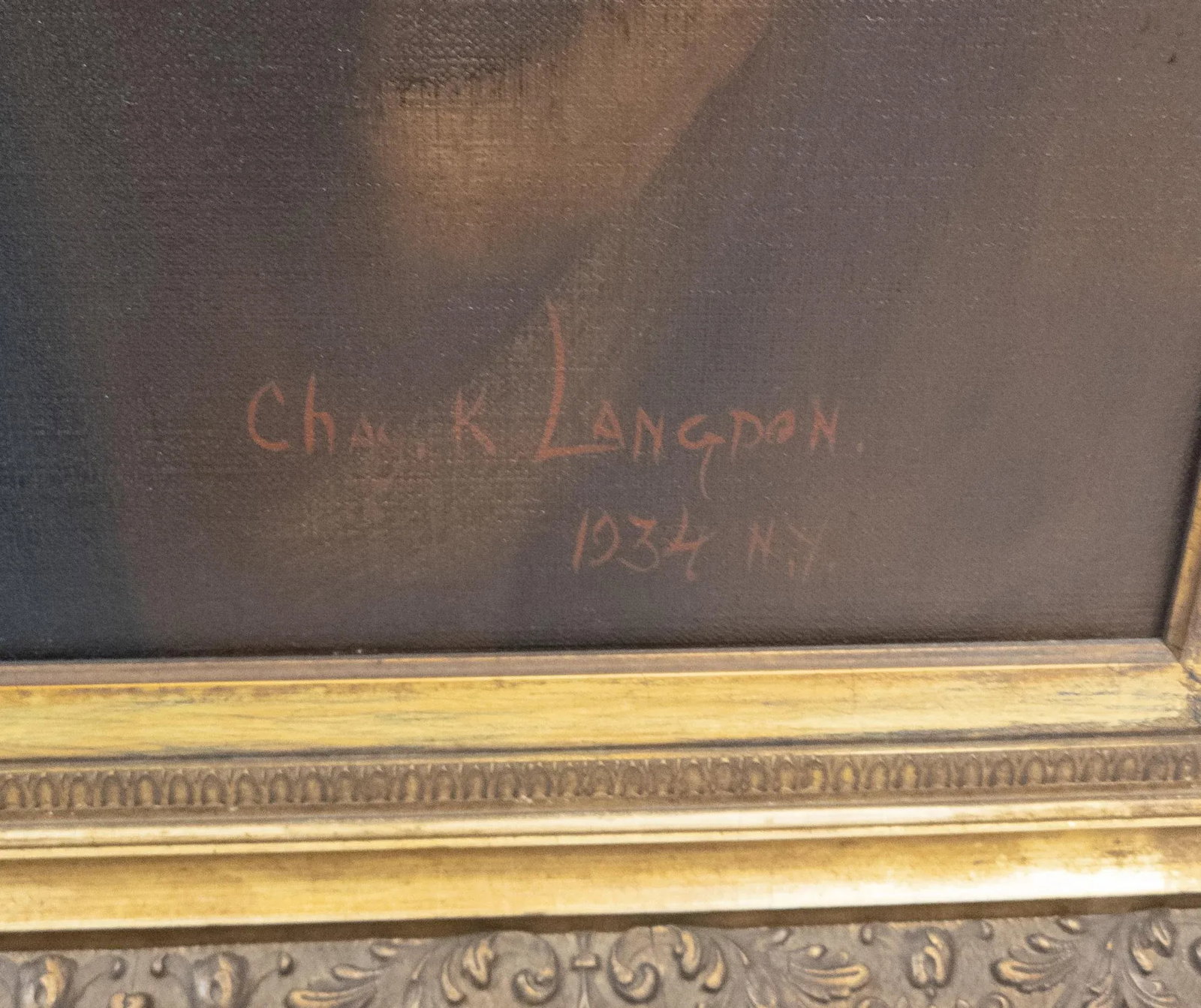 Large 1930's Full Length Portrait Painting of a Lady, Signed, Brown University Label - 5