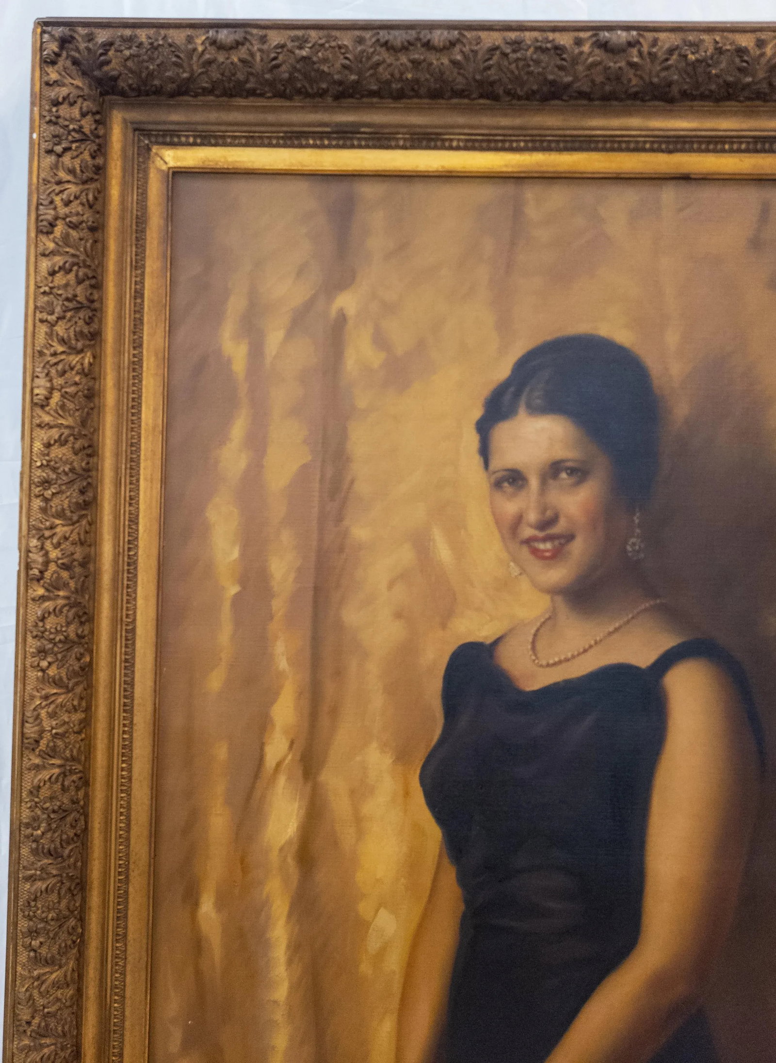 Large 1930's Full Length Portrait Painting of a Lady, Signed, Brown University Label - 6