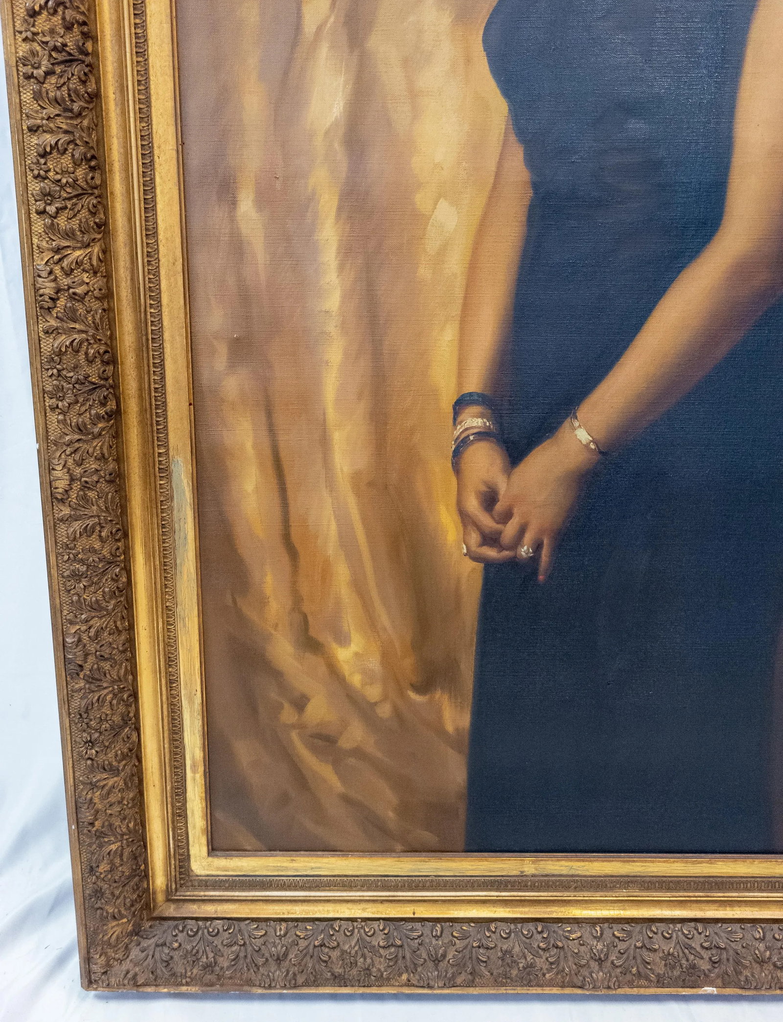 Large 1930's Full Length Portrait Painting of a Lady, Signed, Brown University Label - 9