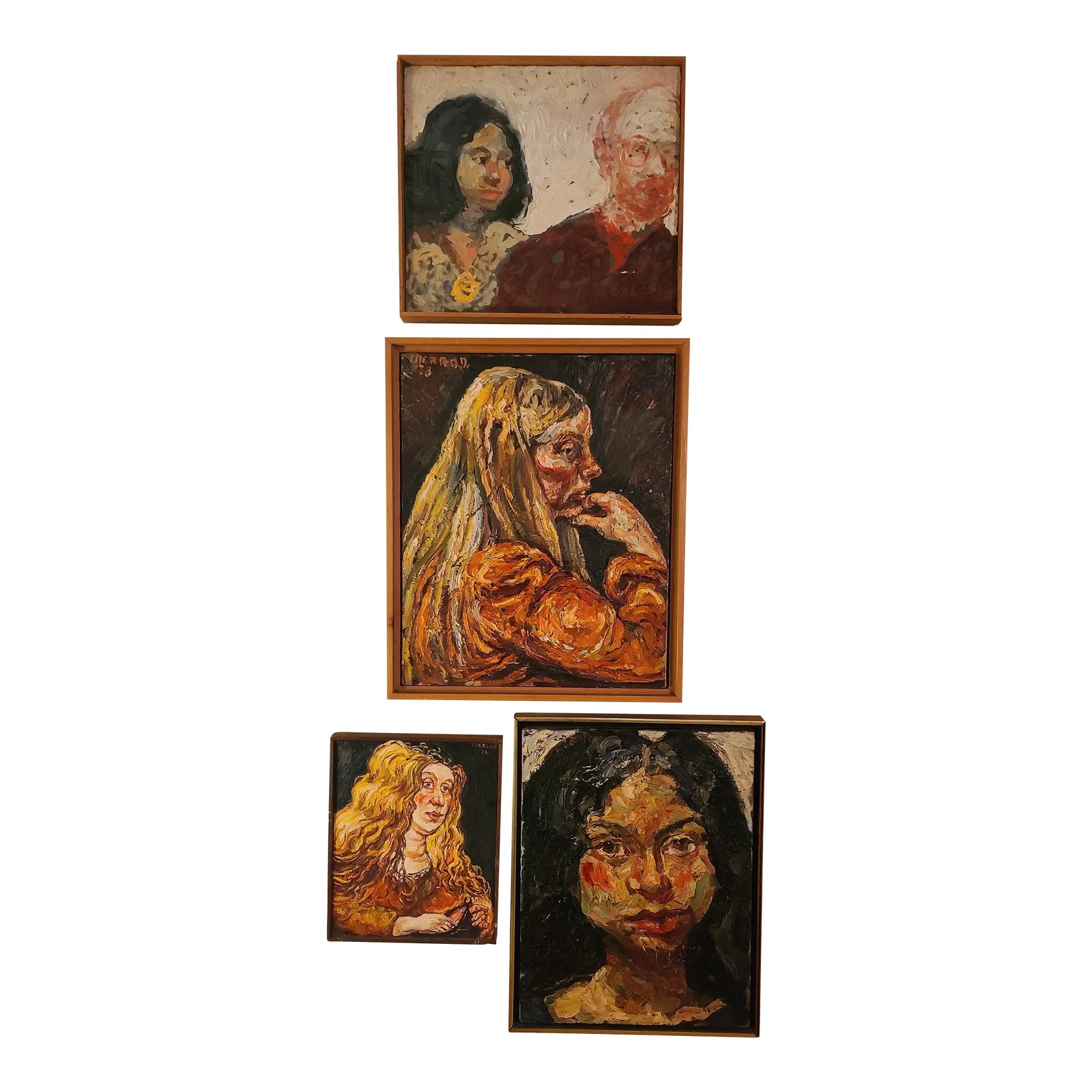 1970s Portrait Paintings by Philip Sherrod, Framed - Set of 4 (1 of 11)