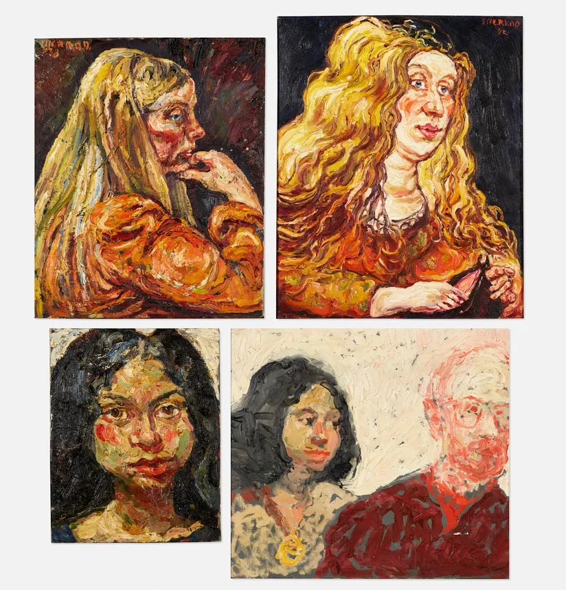 1970s Portrait Paintings by Philip Sherrod, Framed - Set of 4 - 2