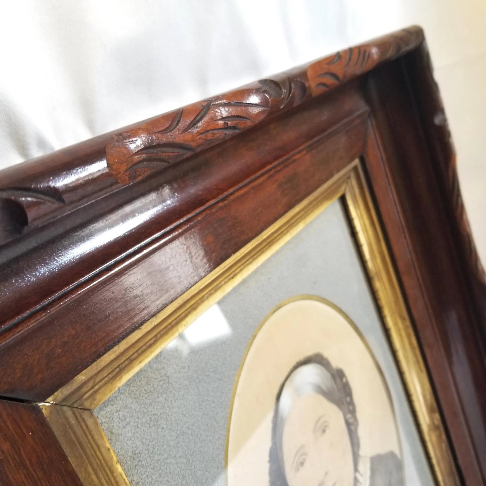 Late 19th Century Primitive Americana Portrait Paintings of a Man and Woman, Framed - Set of 2 - 6