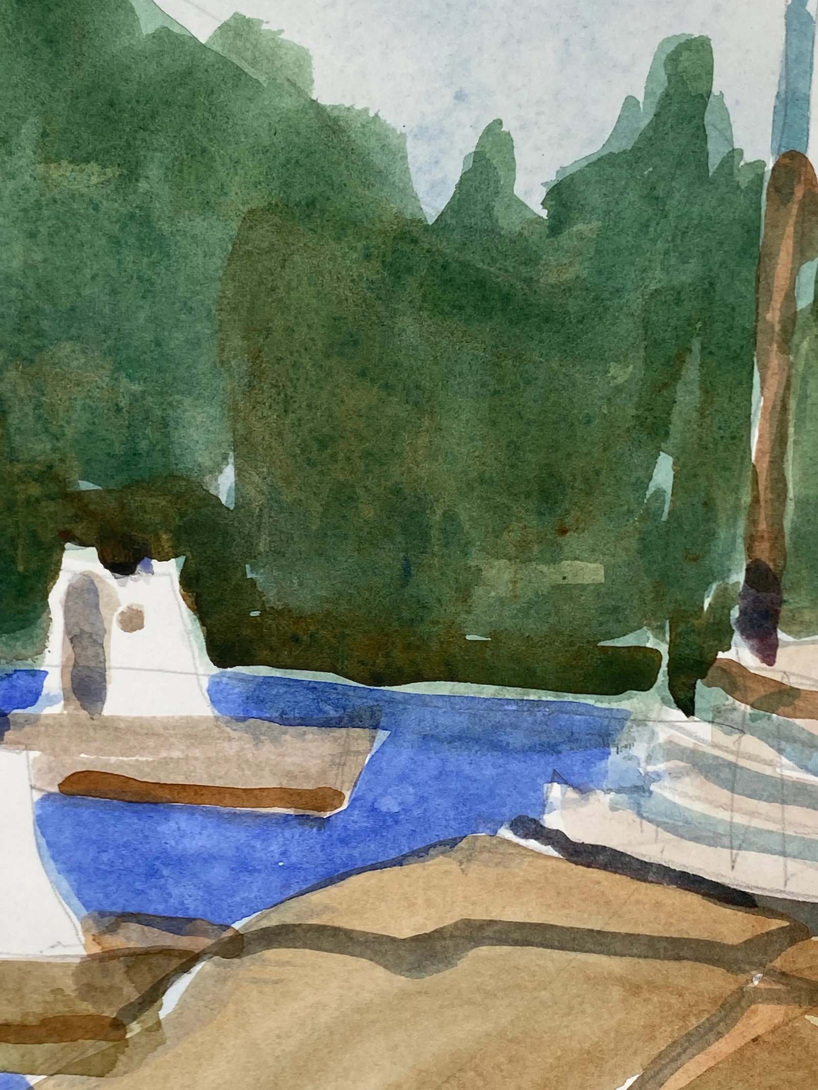 1980s Expressionist Maine Landscape Watercolor Painting by Sanford Brooks - 4