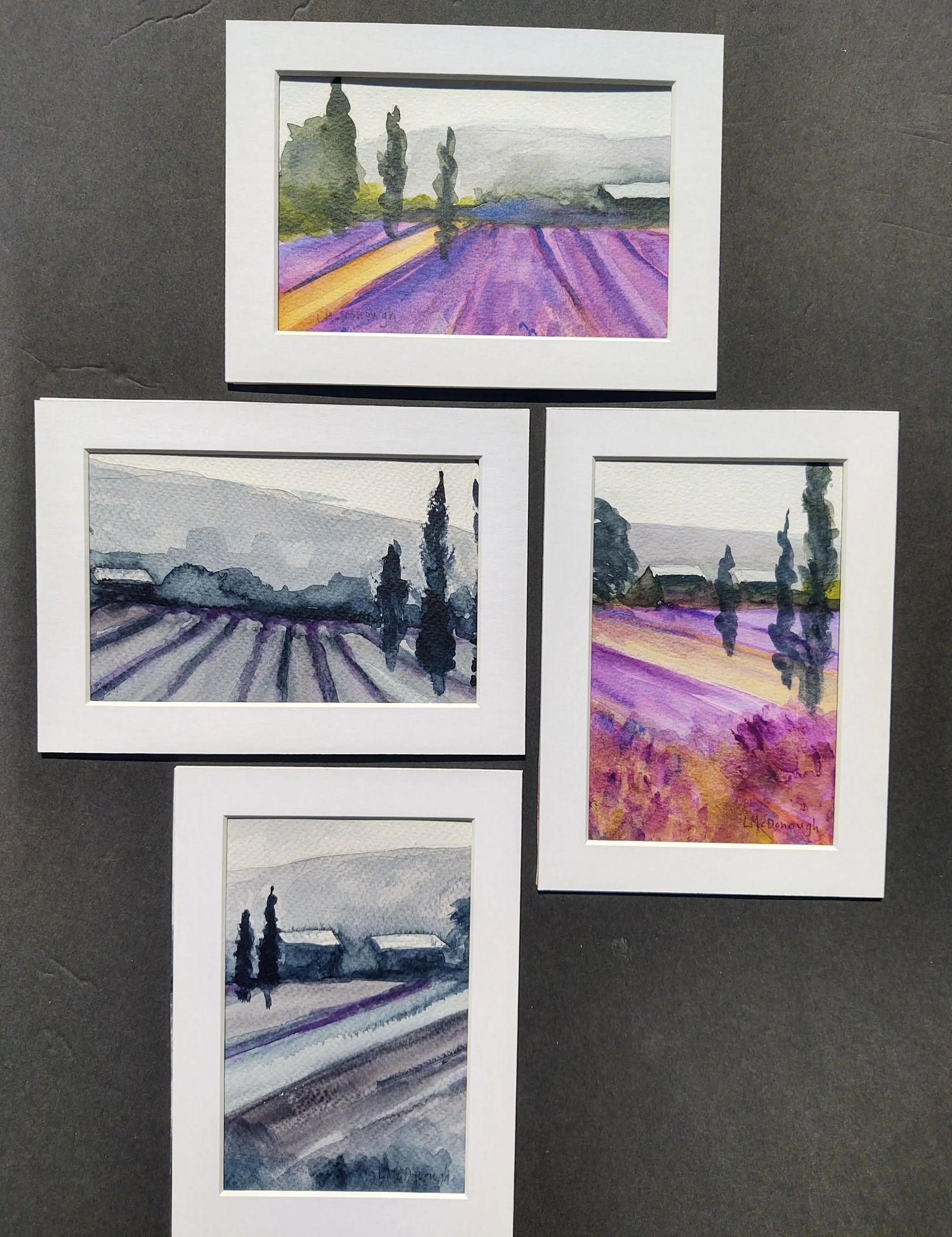 Lavender Fields Contemporary Impressionist Style Landscape Watercolor Paintings by Linda McDonough - 11