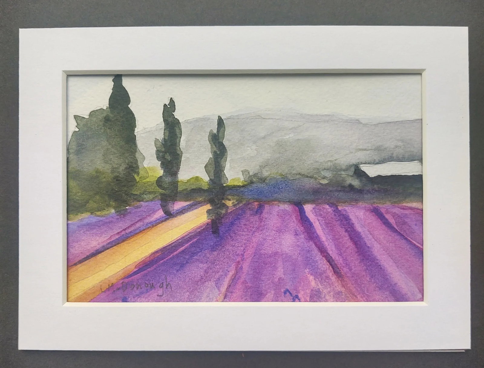 Lavender Fields Contemporary Impressionist Style Landscape Watercolor Paintings by Linda McDonough - 2