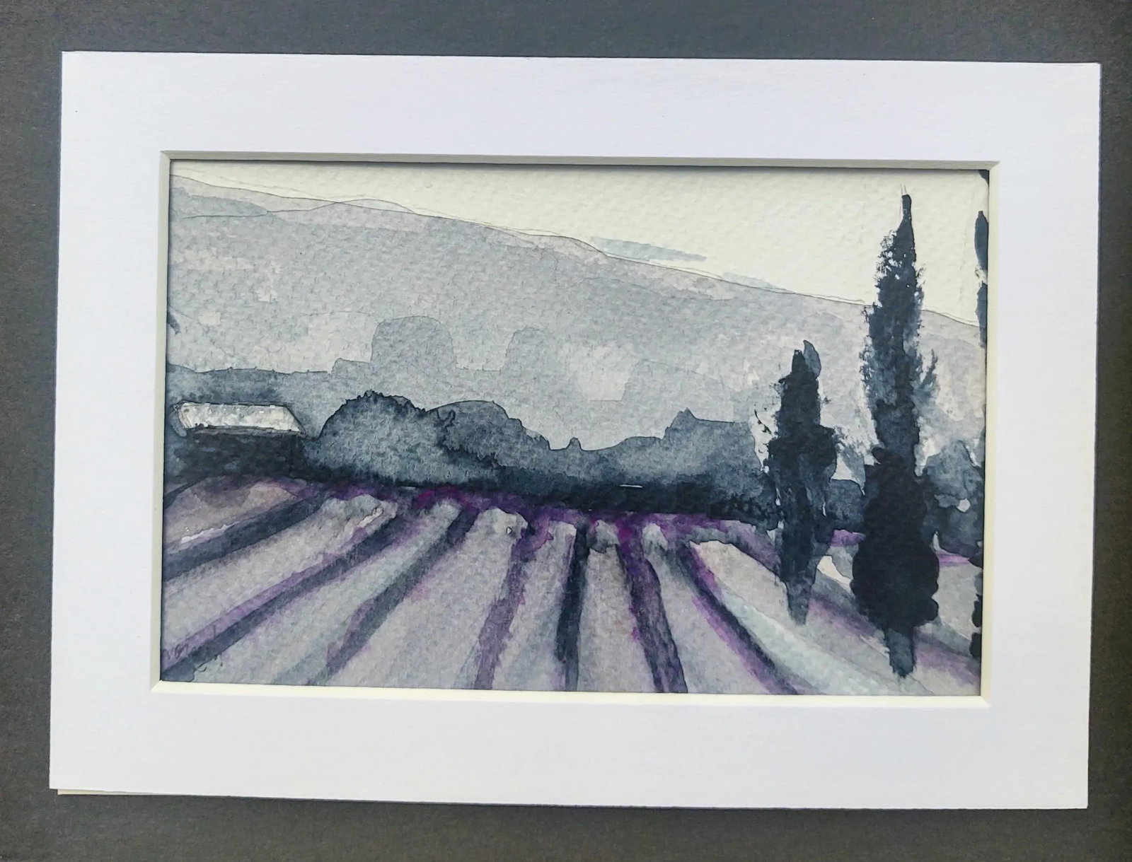 Lavender Fields Contemporary Impressionist Style Landscape Watercolor Paintings by Linda McDonough - 4