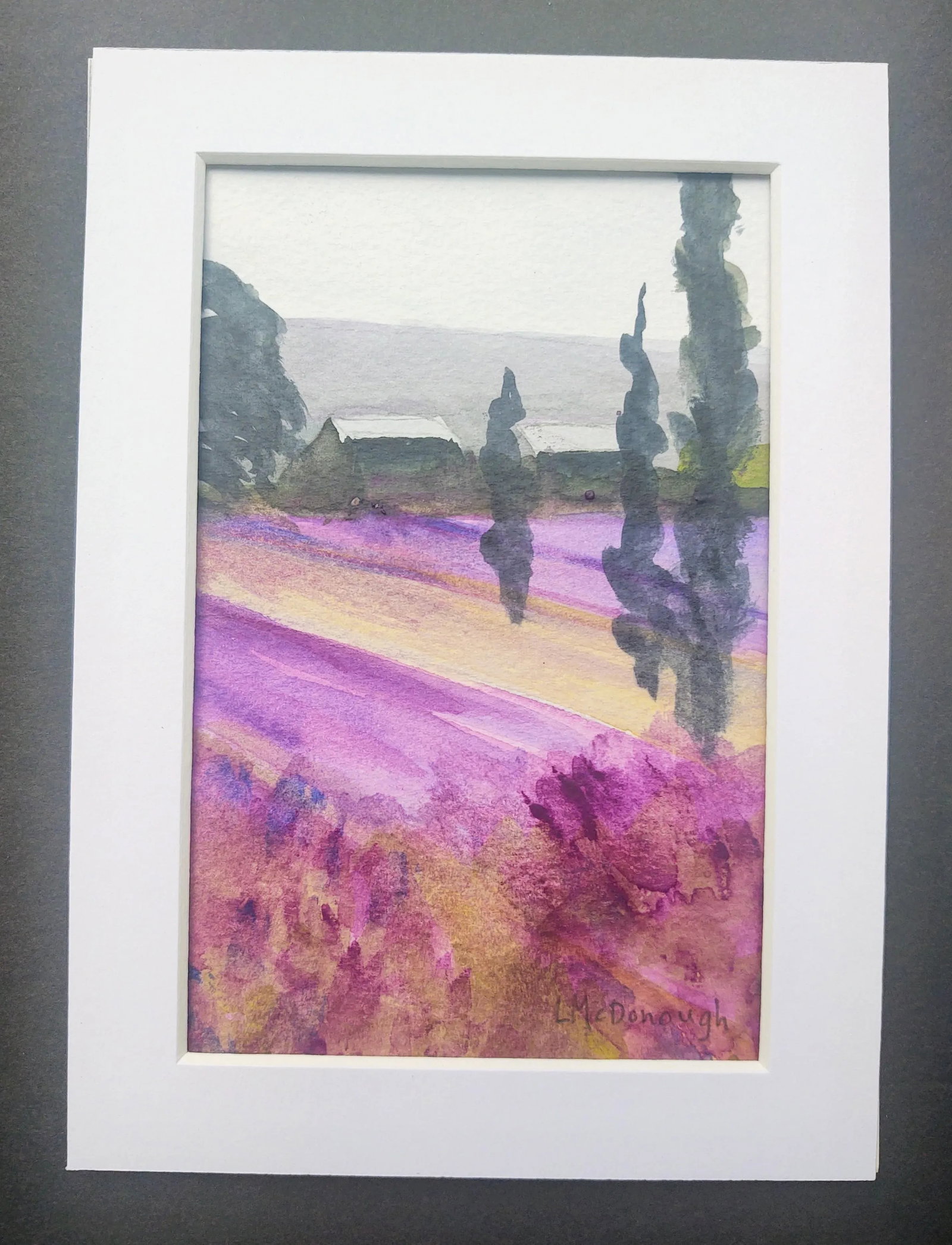 Lavender Fields Contemporary Impressionist Style Landscape Watercolor Paintings by Linda McDonough - 5