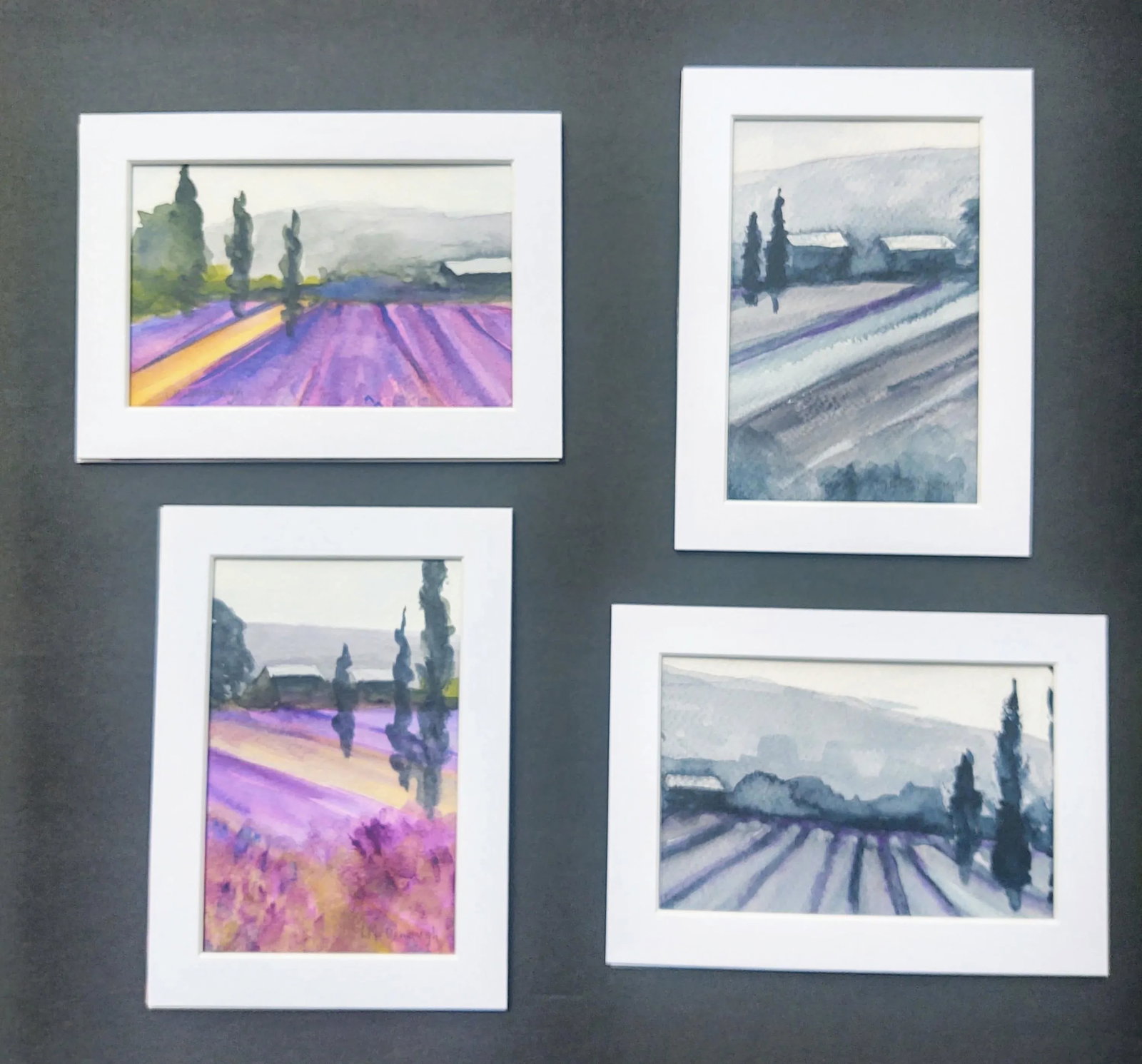 Lavender Fields Contemporary Impressionist Style Landscape Watercolor Paintings by Linda McDonough - 7