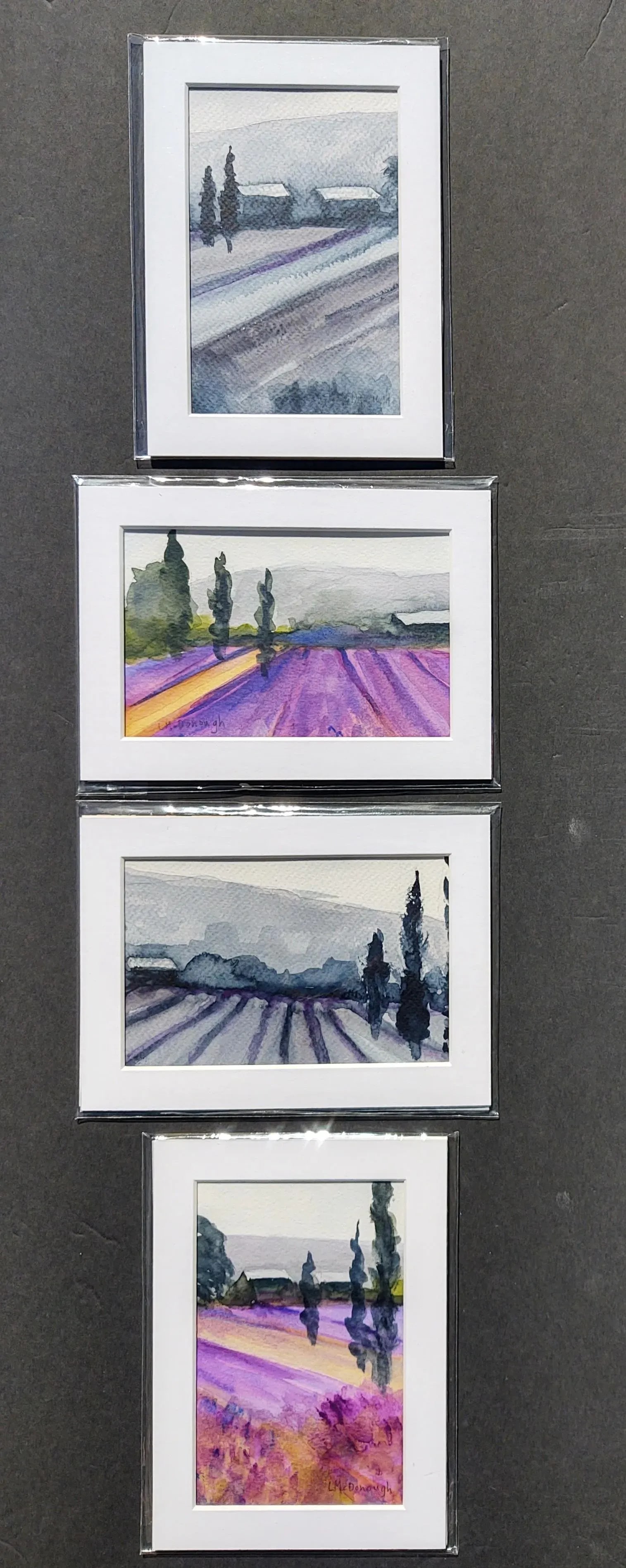 Lavender Fields Contemporary Impressionist Style Landscape Watercolor Paintings by Linda McDonough - 9