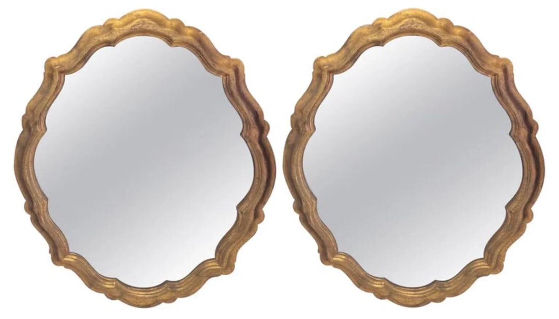 1960s Italian Hollywood Regency Era Large Scale Carved Giltwood Mirrors - a Pair - 4