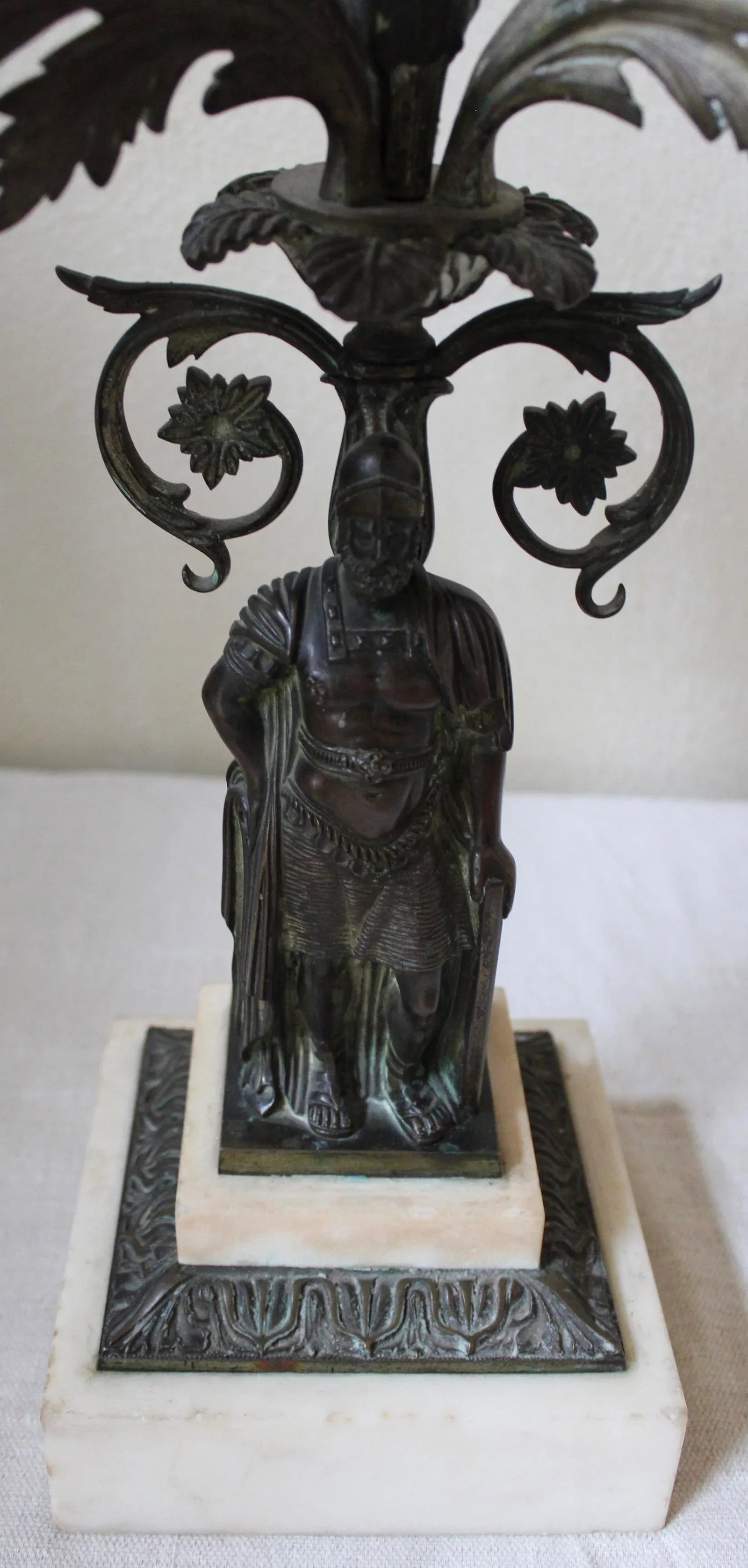 Bronze, Marble, and Crystal Candelabras - A Pair - 7