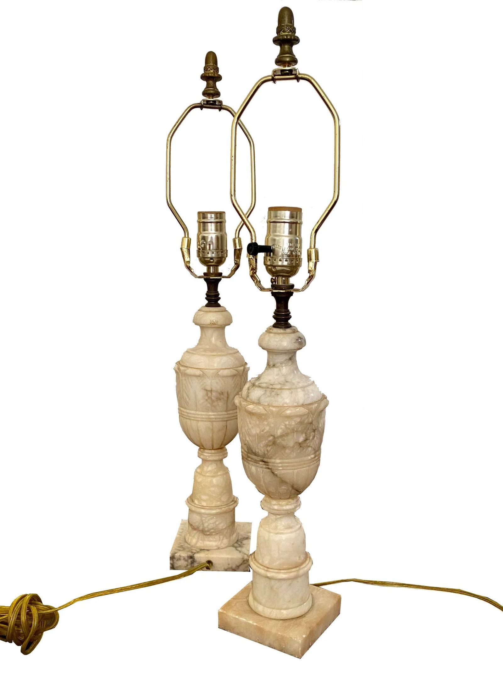 Vintage 1930s Alabaster Lamps - a Pair - 7