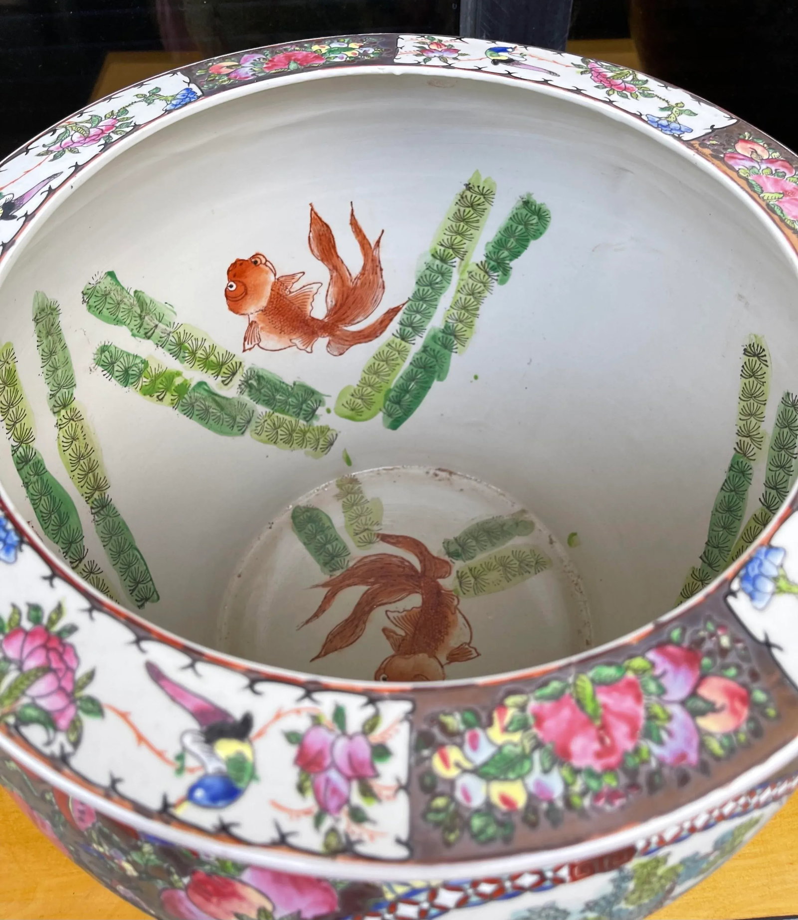 Large Chinese Export Style Famille Rose Planters / Jardinieres, Pair - 5