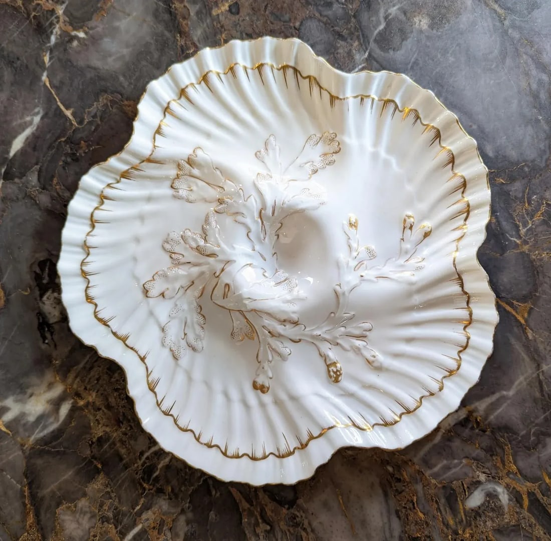 Antique English Brownfield Porcelain Oyster Plate Made for Tiffany & Co. - 2