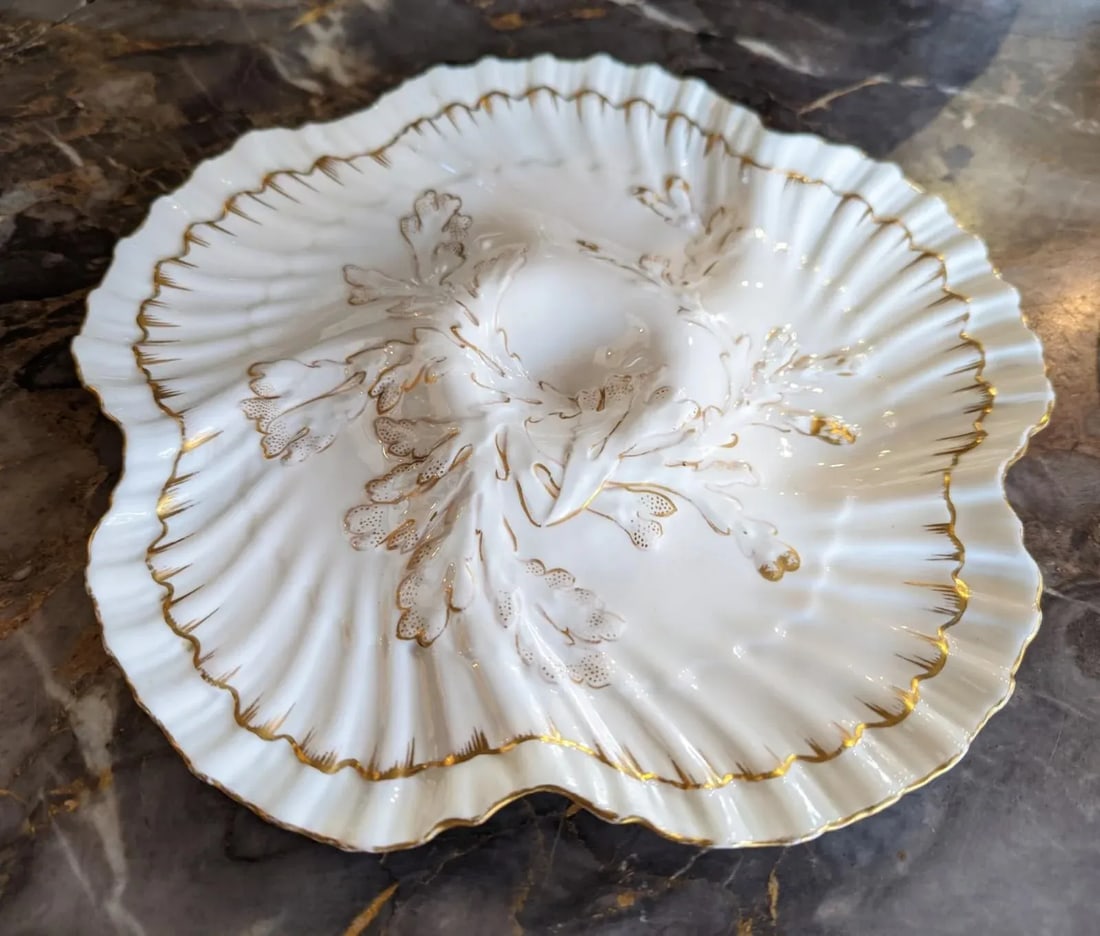 Antique English Brownfield Porcelain Oyster Plate Made for Tiffany & Co. - 4