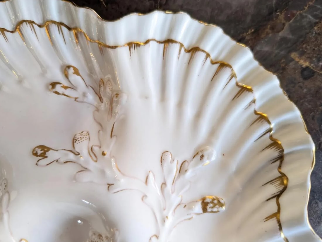 Antique English Brownfield Porcelain Oyster Plate Made for Tiffany & Co. - 5