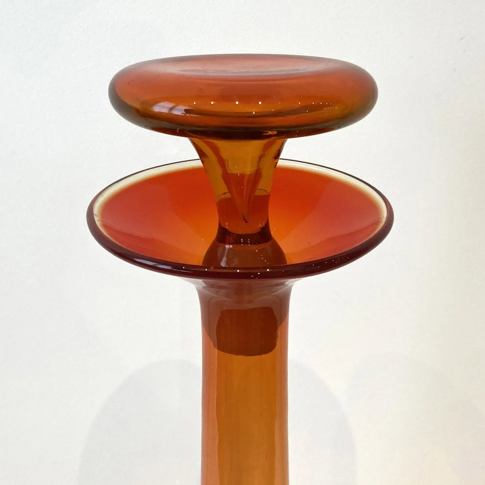 Vintage Blenko Tangerine Decanter, Design by Wayne Husted - 3