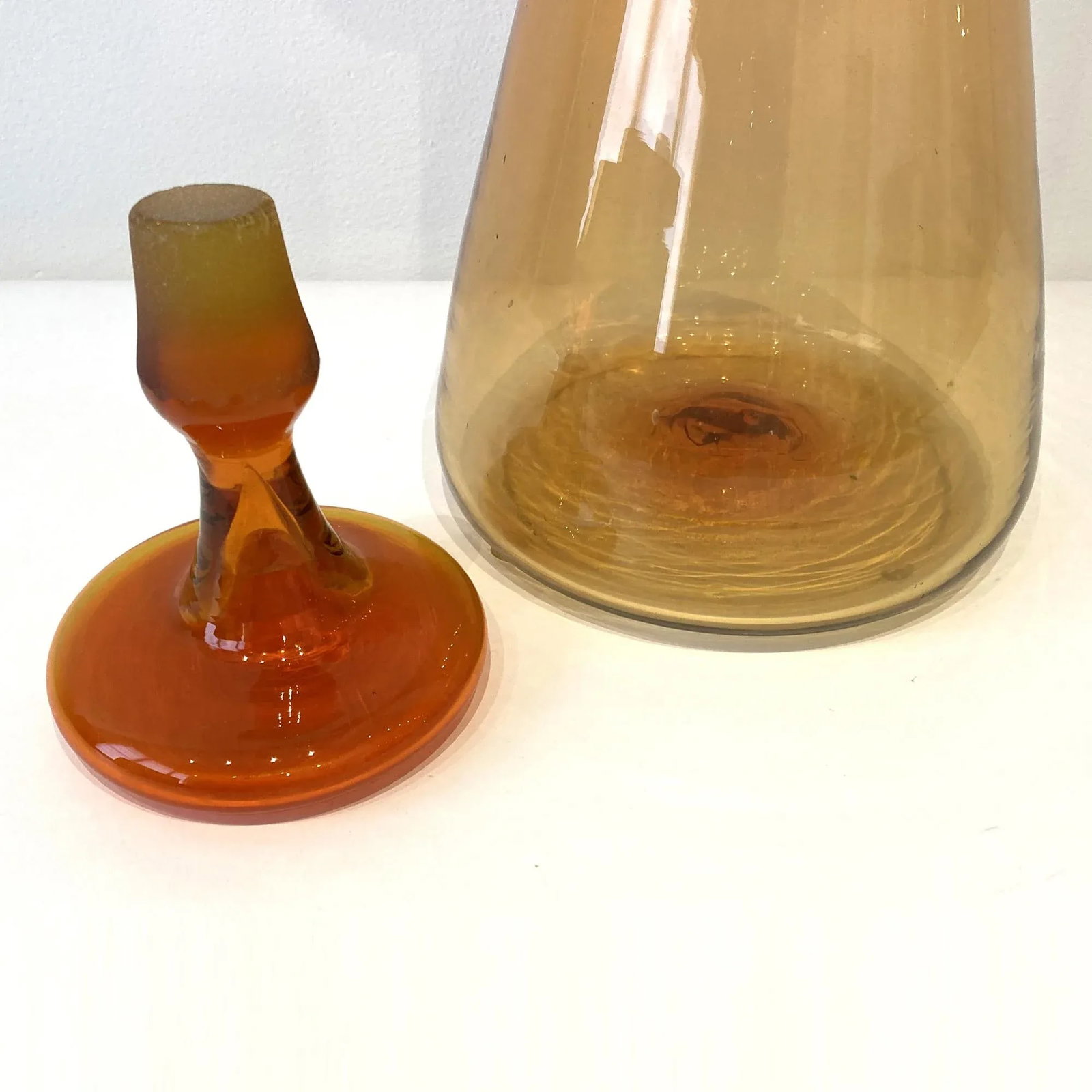 Vintage Blenko Tangerine Decanter, Design by Wayne Husted - 4