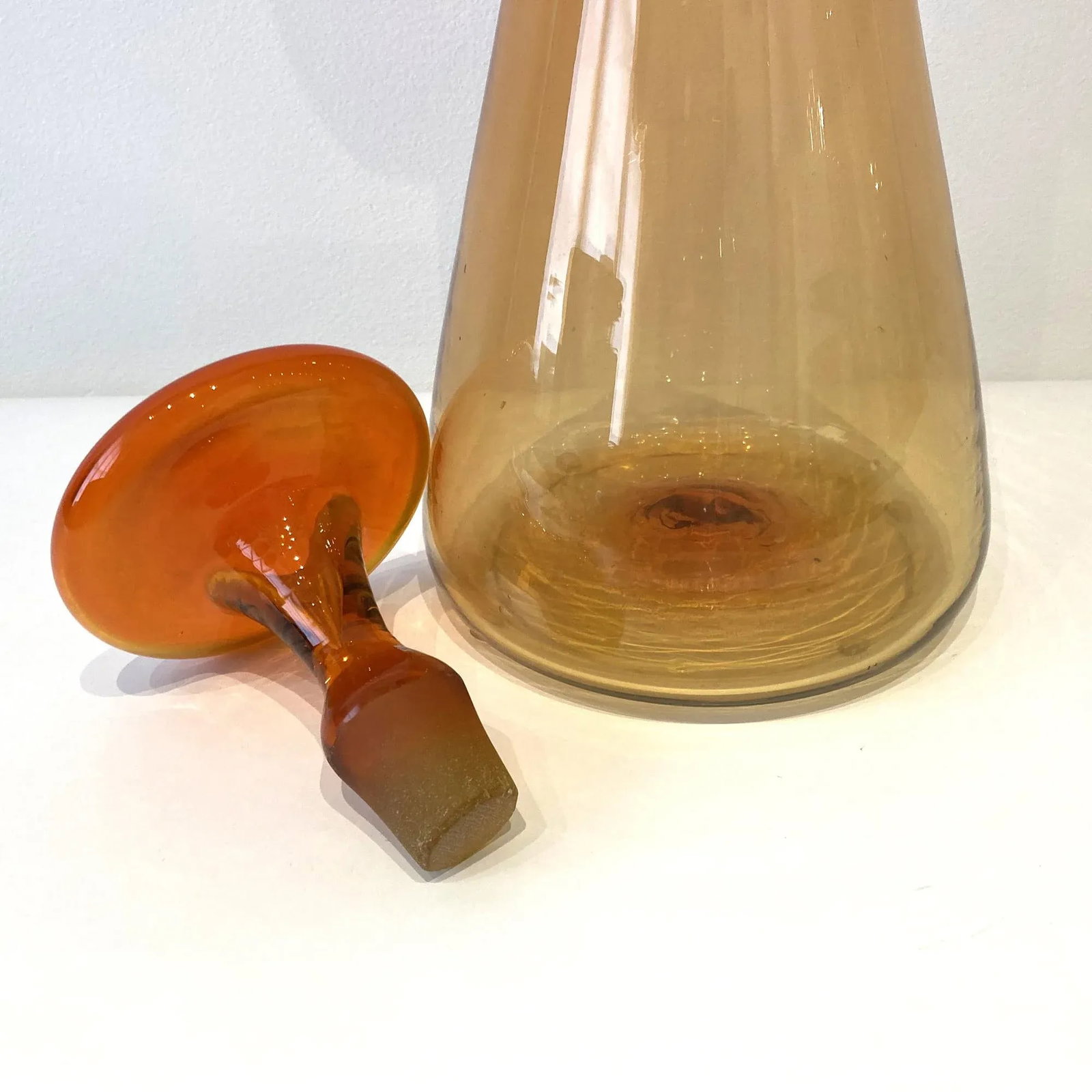 Vintage Blenko Tangerine Decanter, Design by Wayne Husted - 5