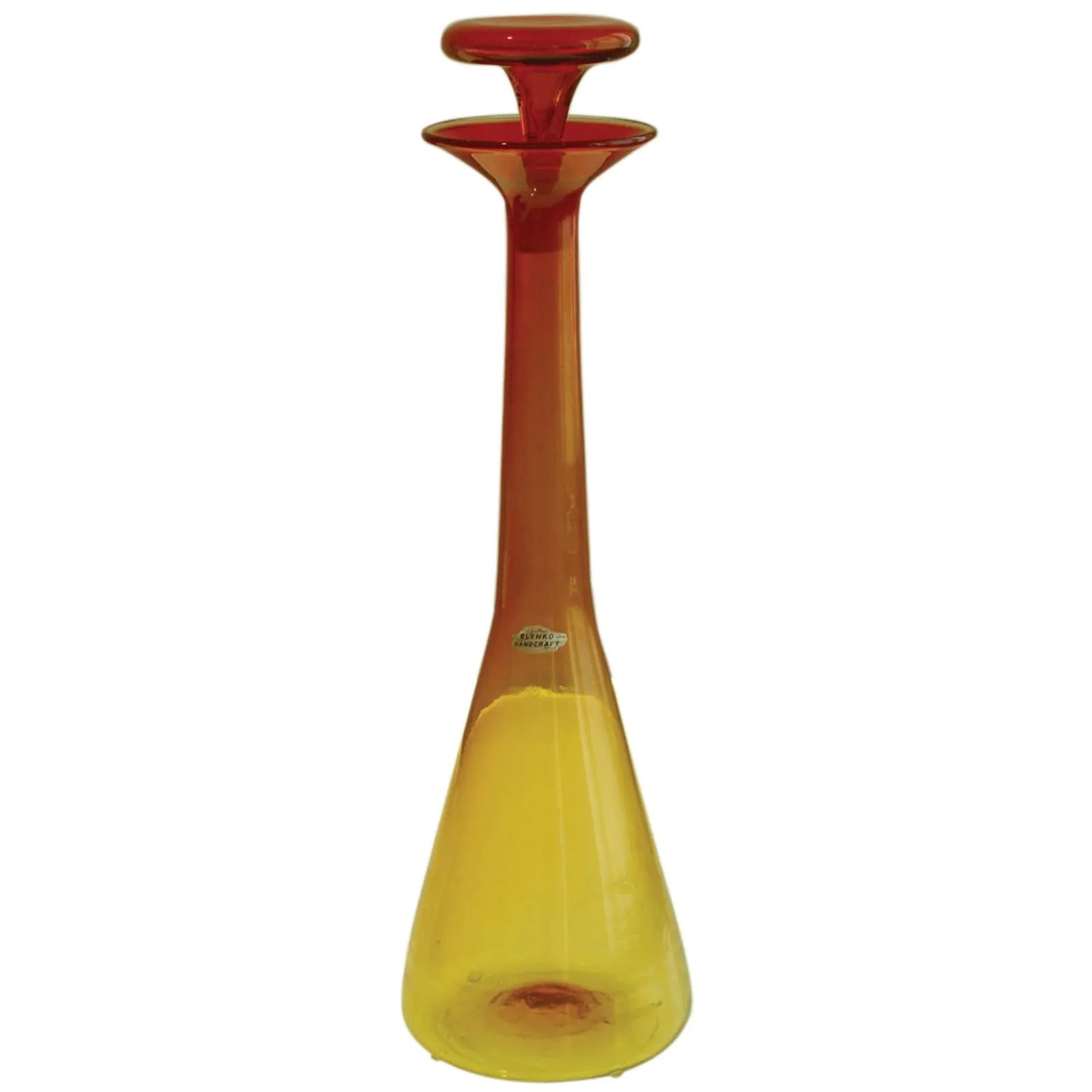 Vintage Blenko Tangerine Decanter, Design by Wayne Husted - 8