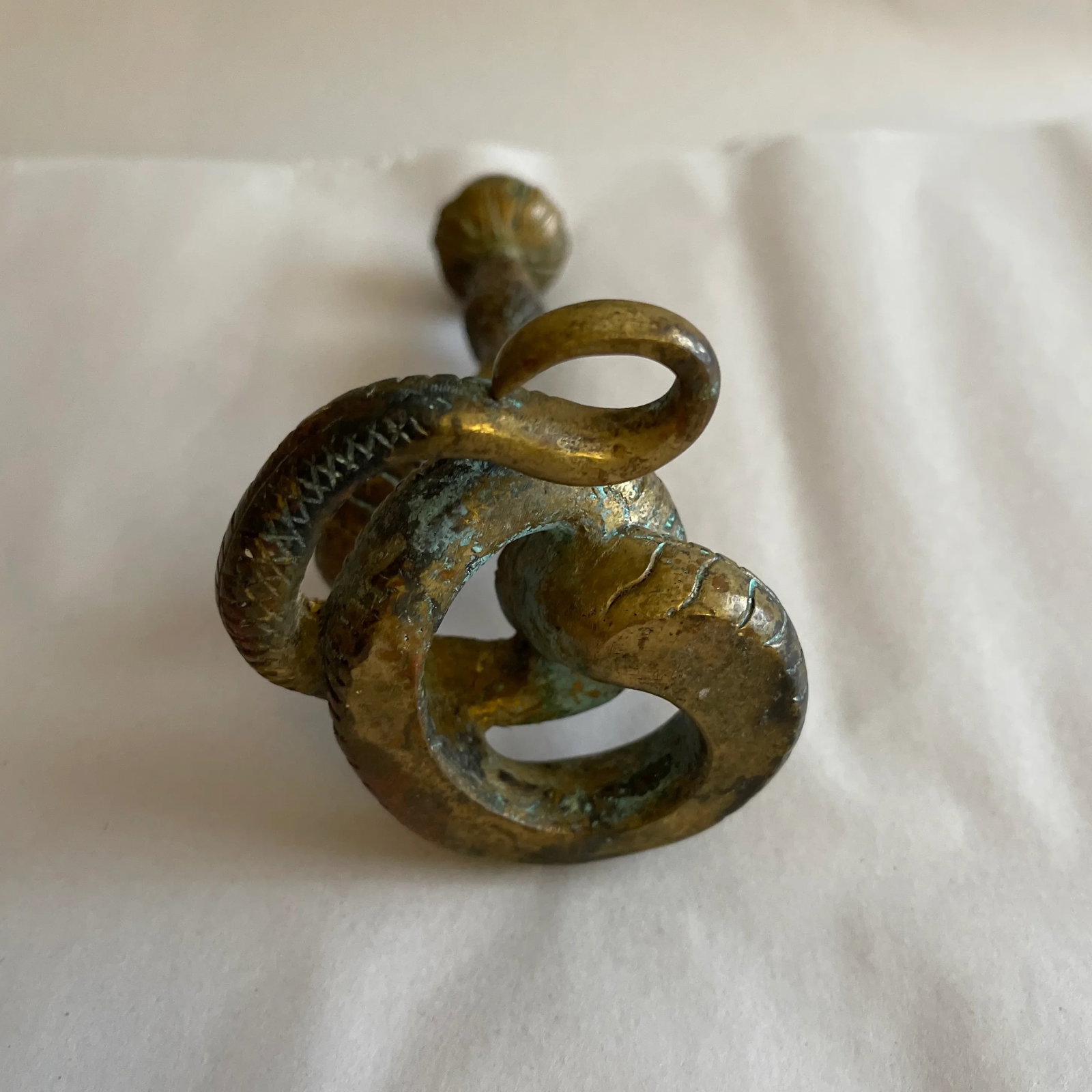 French Brass Snake Candlestick - 4