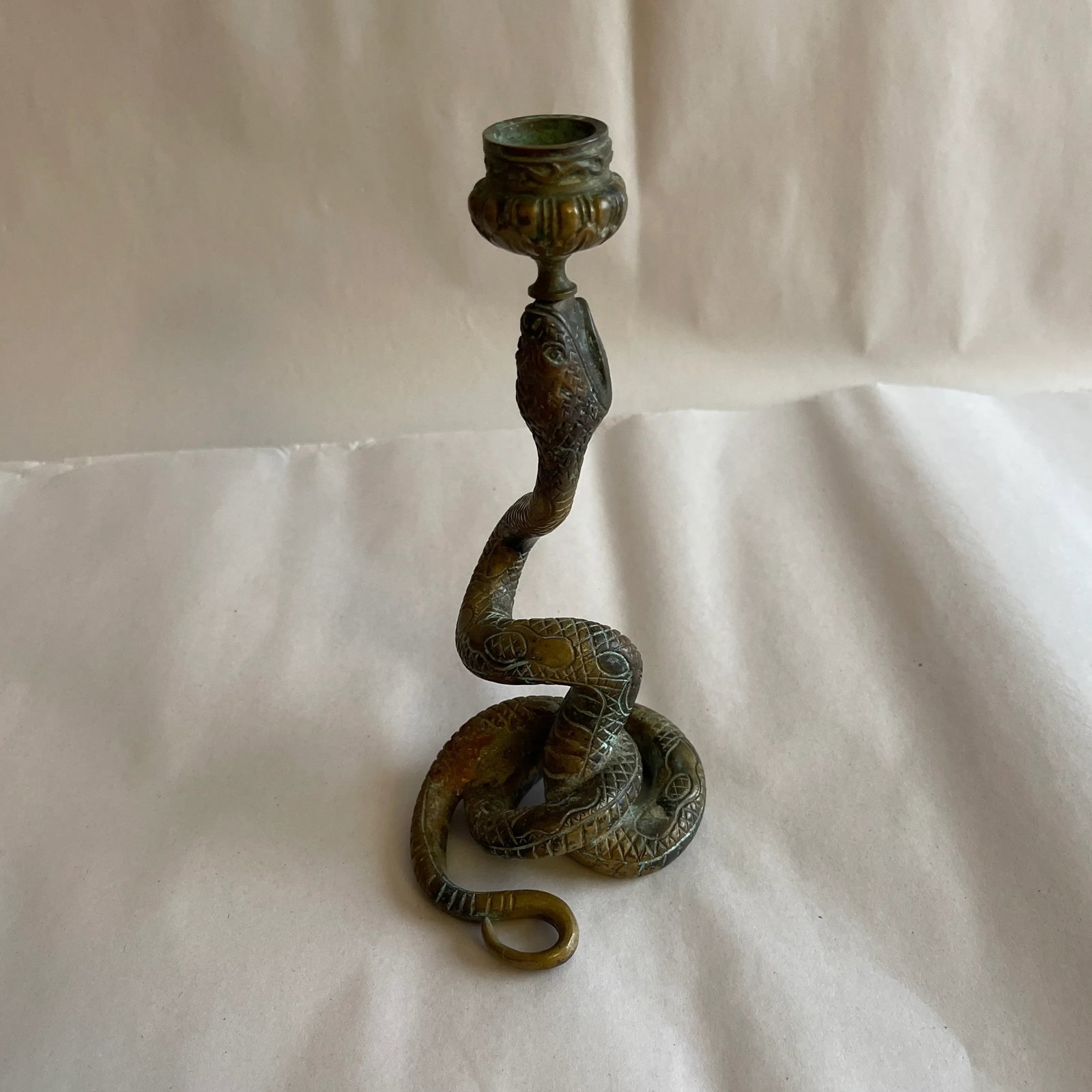 French Brass Snake Candlestick - 5