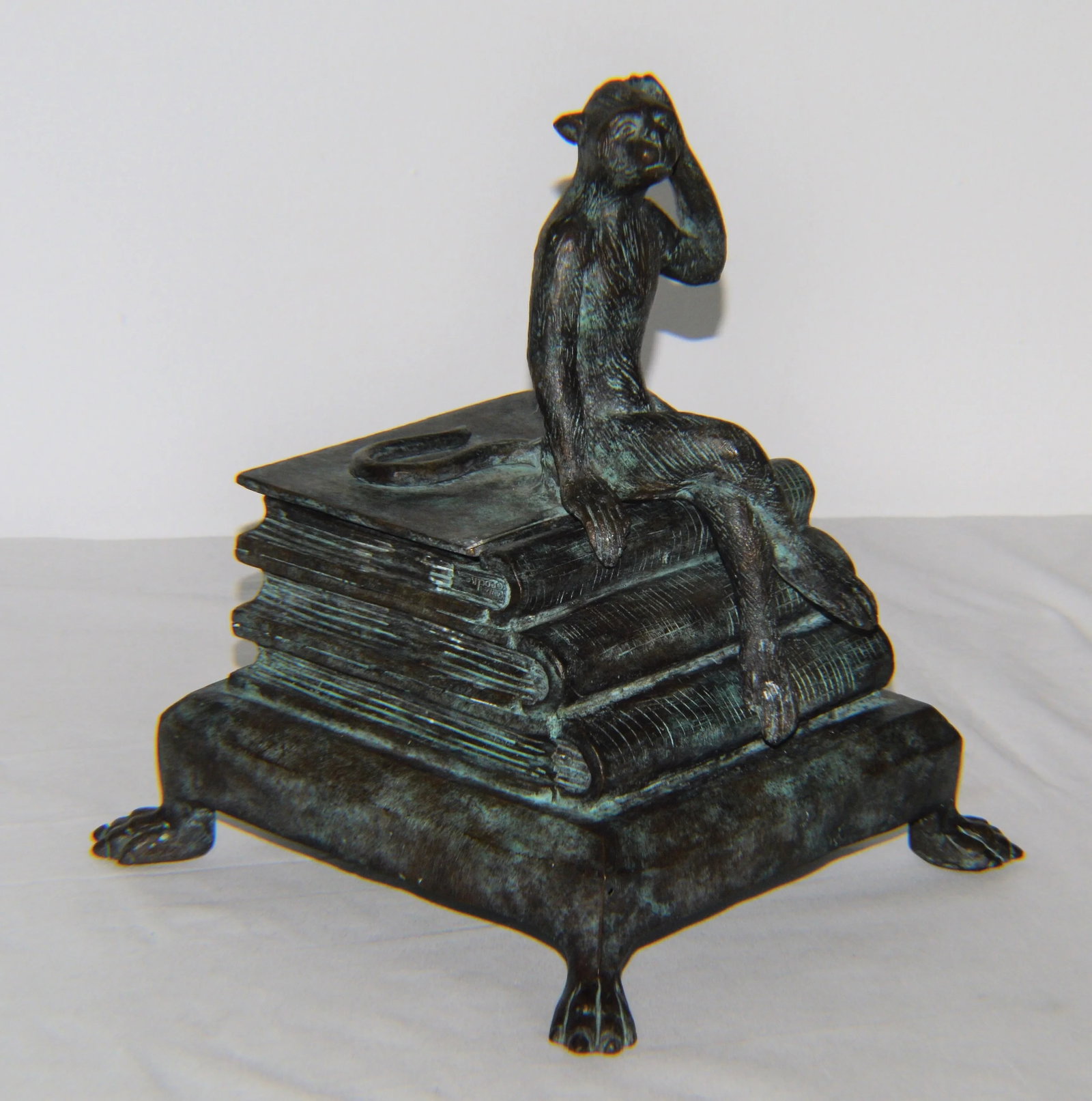 1990s Maitland Smith Bronze Monkey Lidded Box - 9