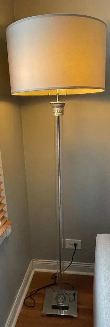 Restoration Hardware French Directoire Glass Column Floor Lamp in Polished Nickel - 5