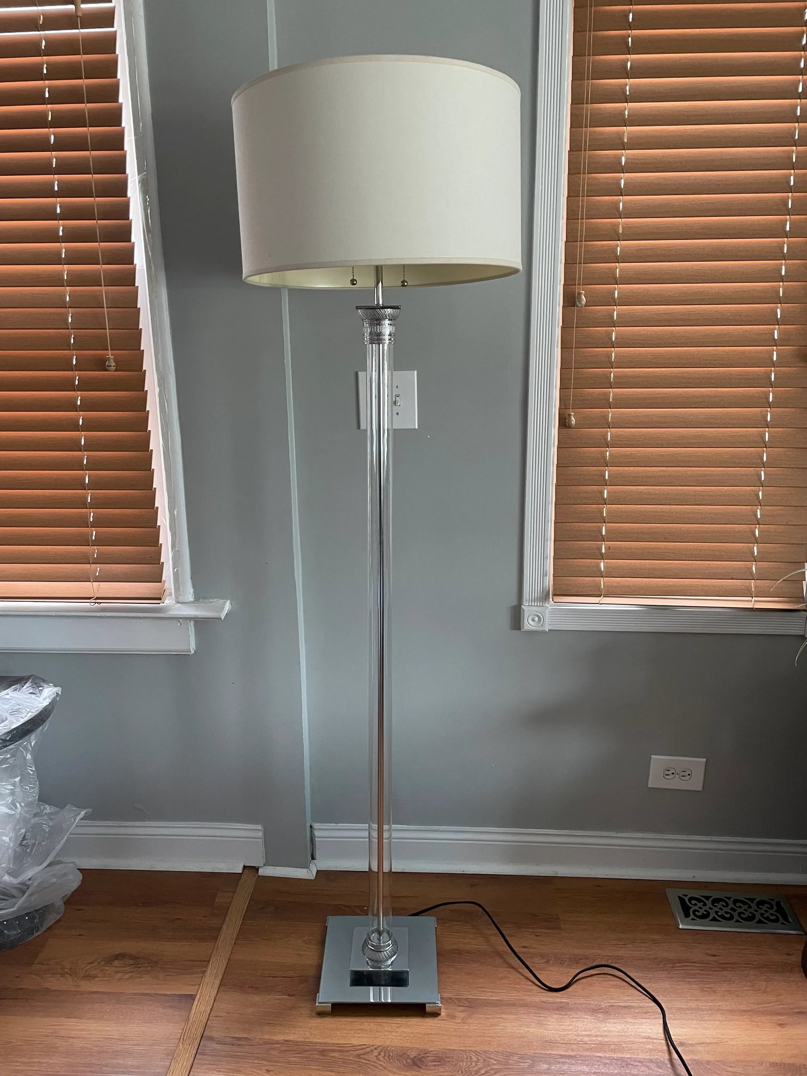 Restoration Hardware French Directoire Glass Column Floor Lamp in Polished Nickel - 7