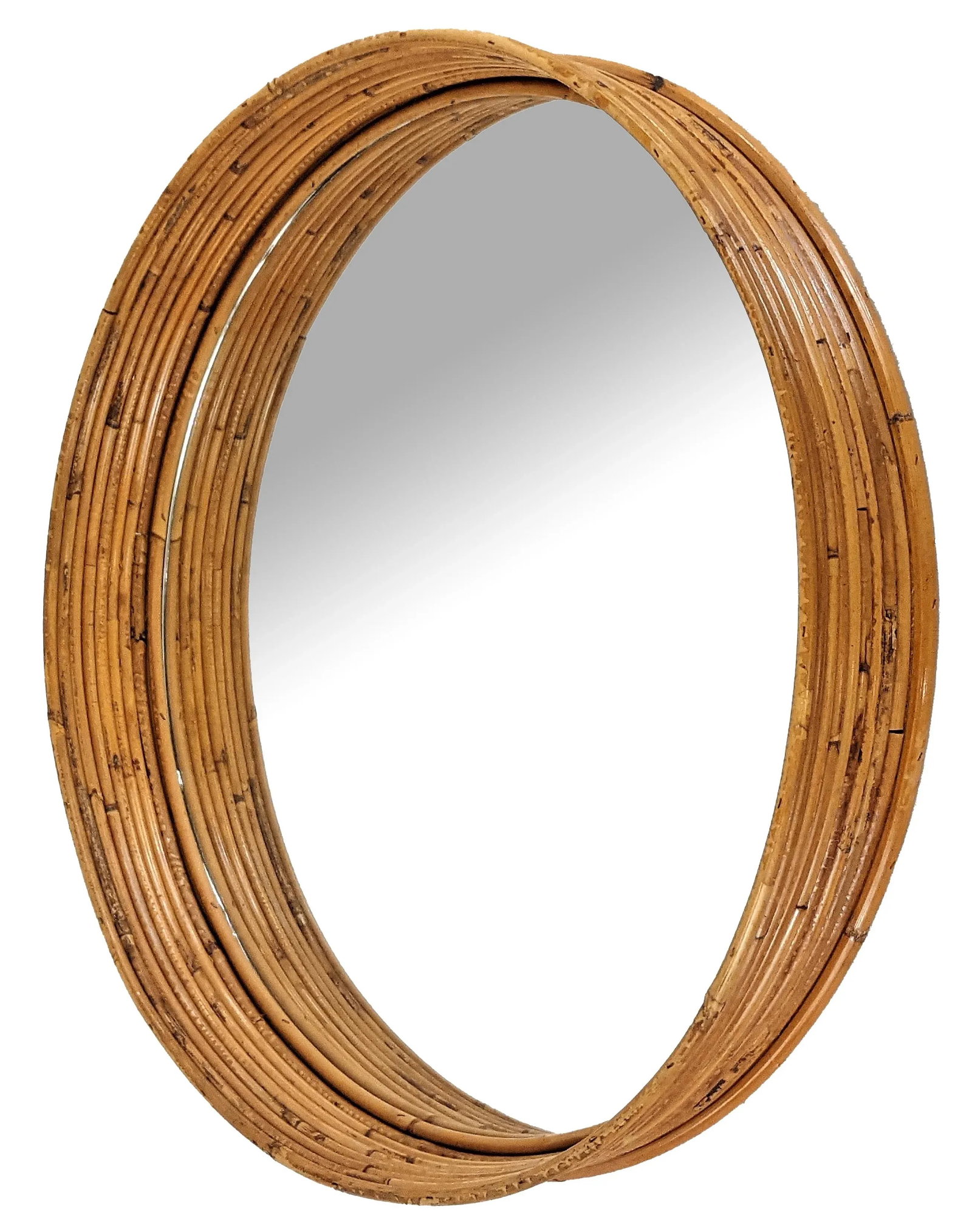 Gabriela Crespi Style Wall Mirror Pencil Reed Ratan Frame - 12