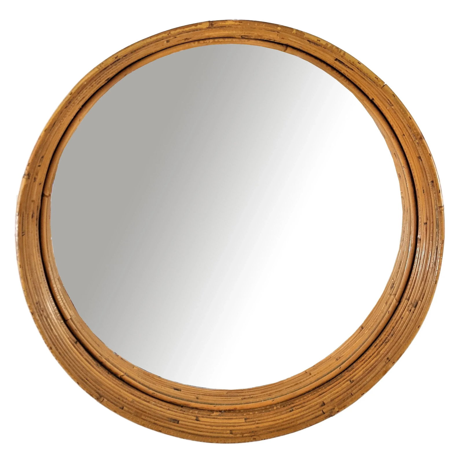 Gabriela Crespi Style Wall Mirror Pencil Reed Ratan Frame - 2