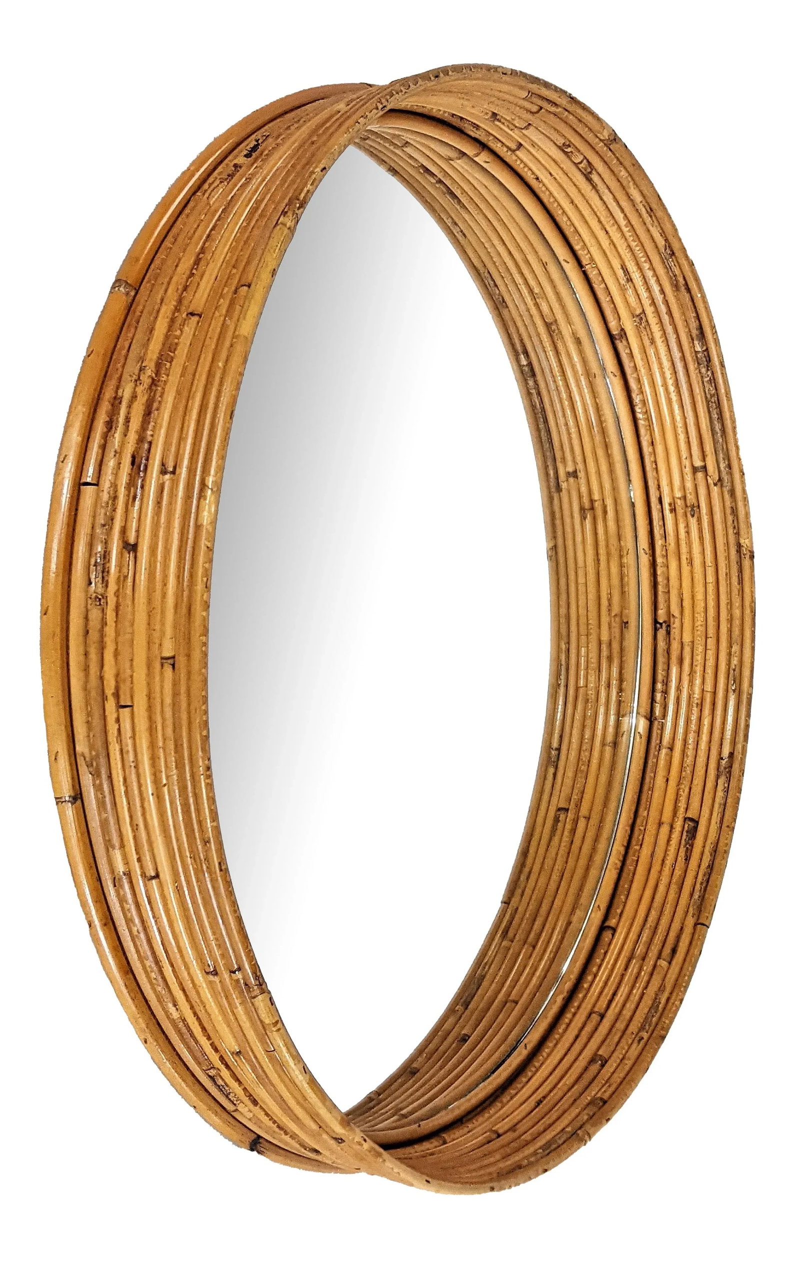 Gabriela Crespi Style Wall Mirror Pencil Reed Ratan Frame - 3