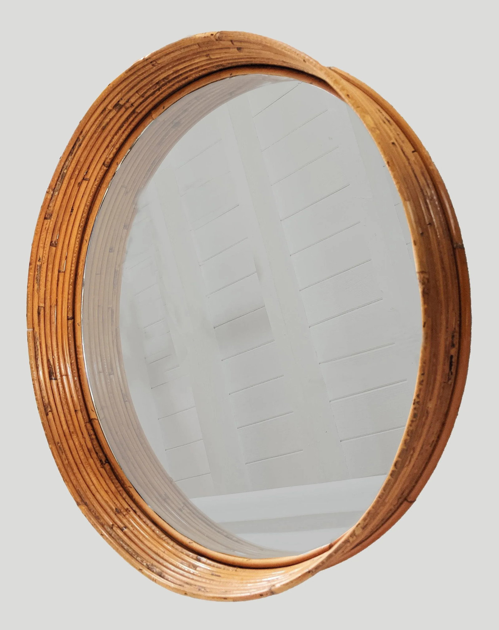 Gabriela Crespi Style Wall Mirror Pencil Reed Ratan Frame - 4