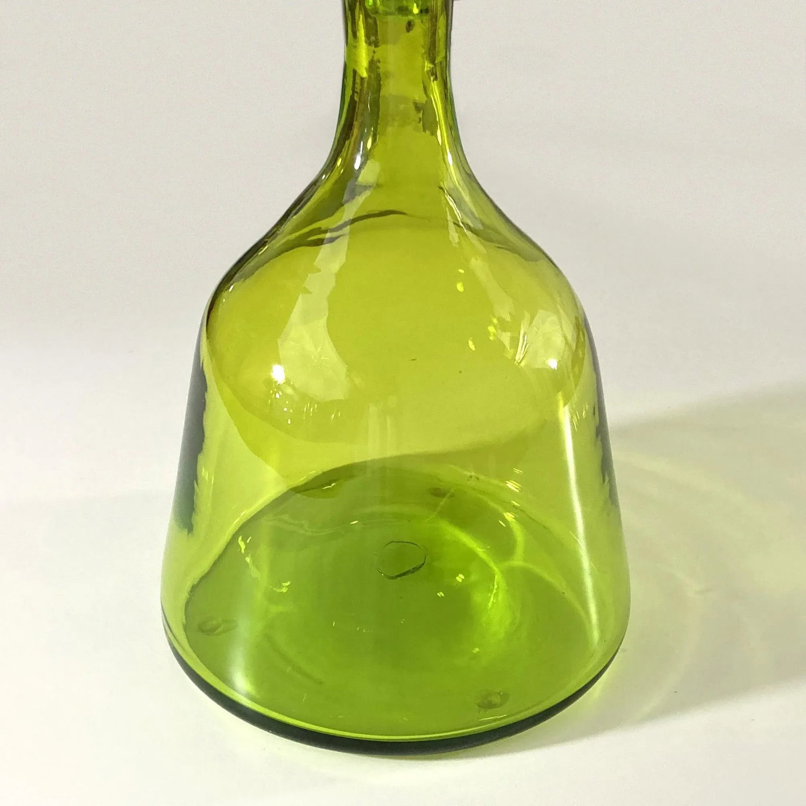 Vintage Blenko Decanter With Stopper, Design by Wayne Husted, Olive Green - 3