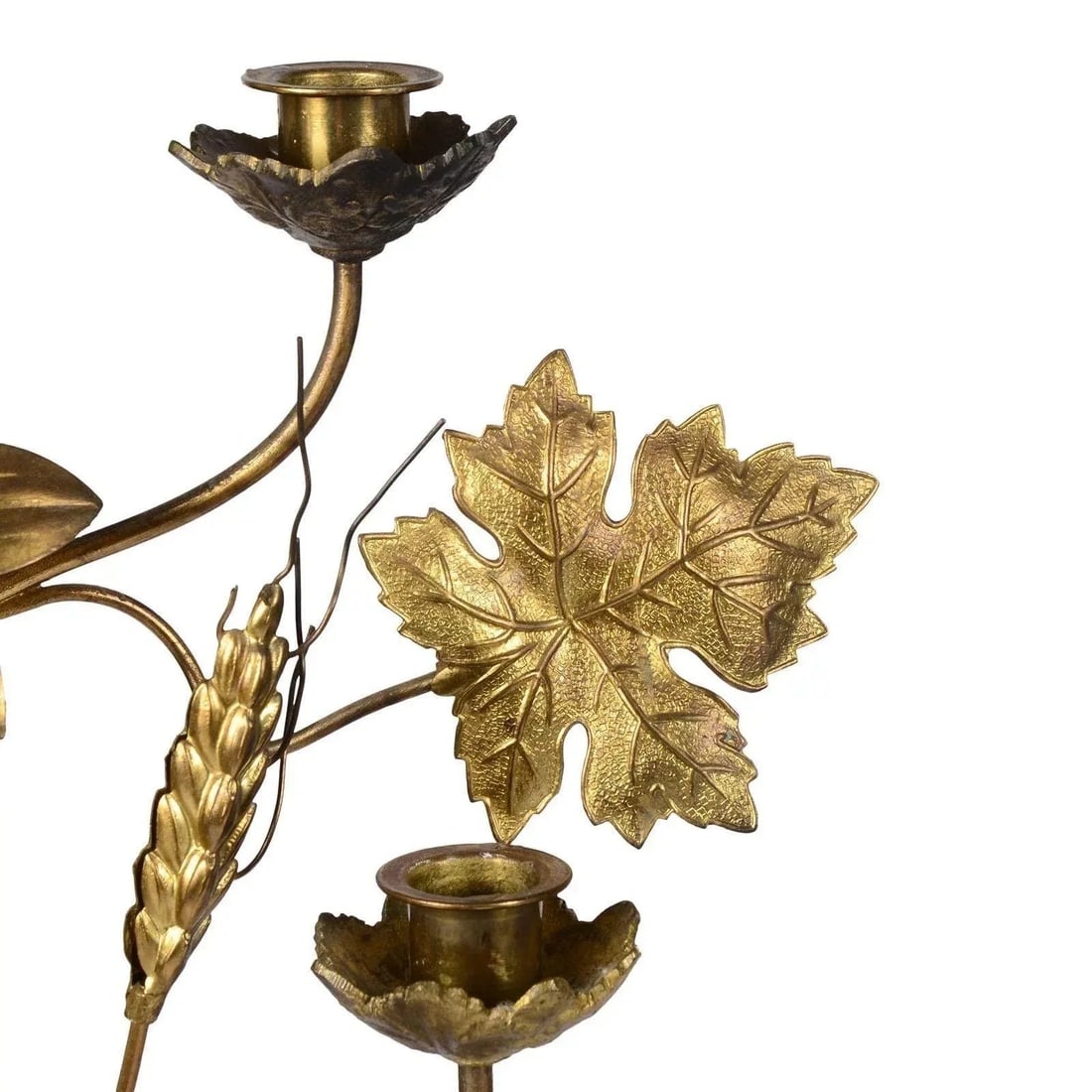 1890's Gilt Seven Arm Candelabra With Flower & Grape Motif - a Pair - 4