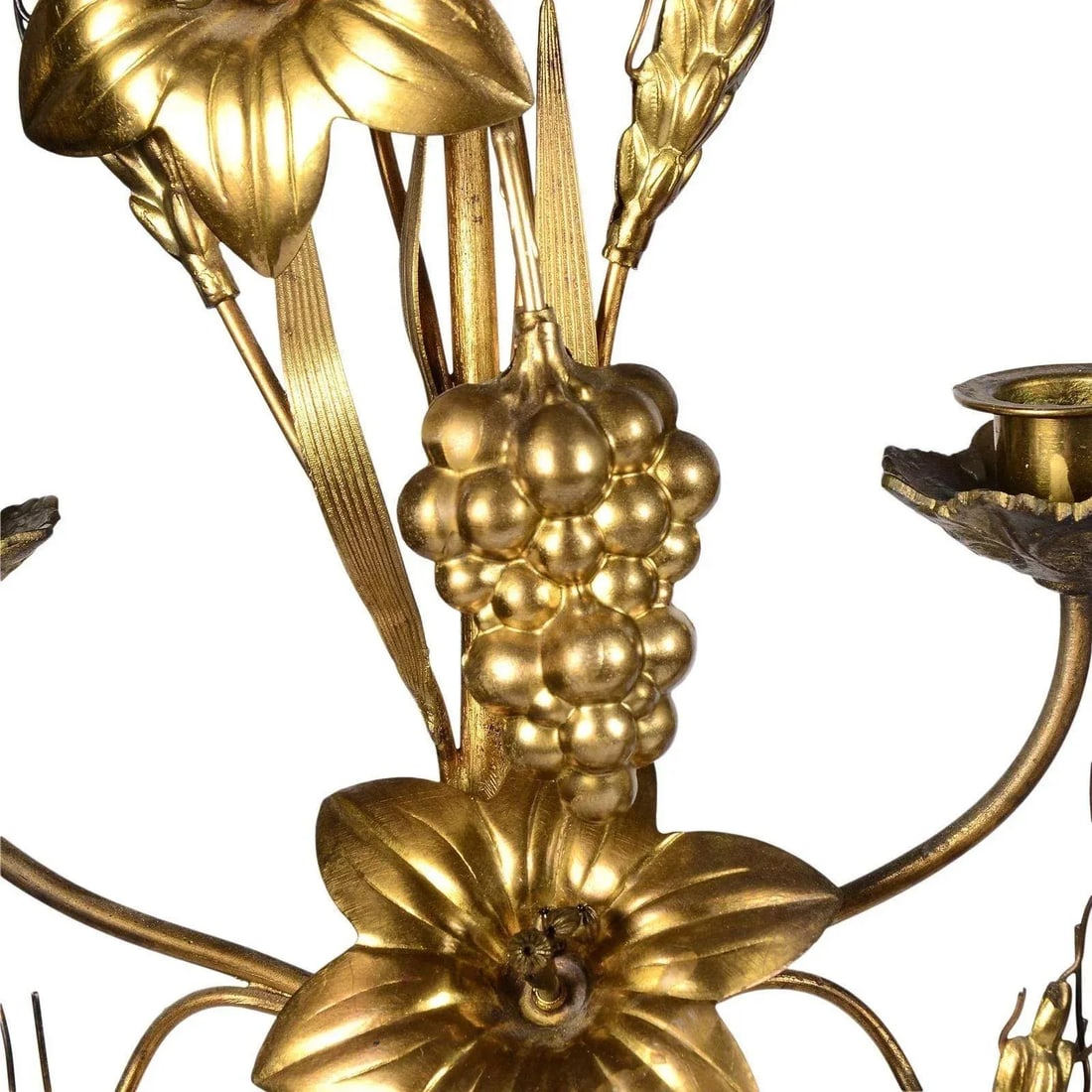 1890's Gilt Seven Arm Candelabra With Flower & Grape Motif - a Pair - 6