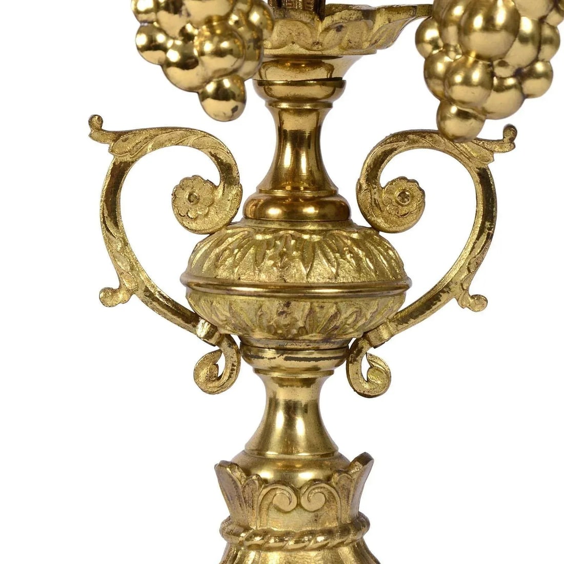 1890's Gilt Seven Arm Candelabra With Flower & Grape Motif - a Pair - 7