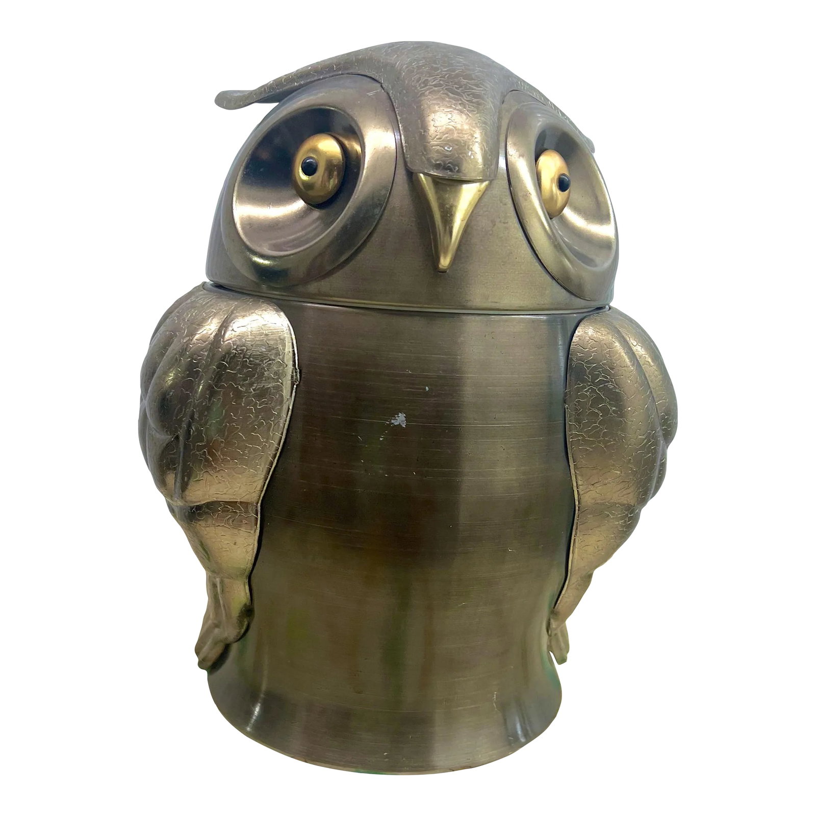 1970's Seymour Mann Italian Design Owl Form Ice Bucket.: 1970's Italian Design Owl Form Ice Bucket A wonderful vintage ice bucket in the shape of an owl. Made in Italy by Seymour Mann. Great deco detailing throughout made out of molded plastic. In