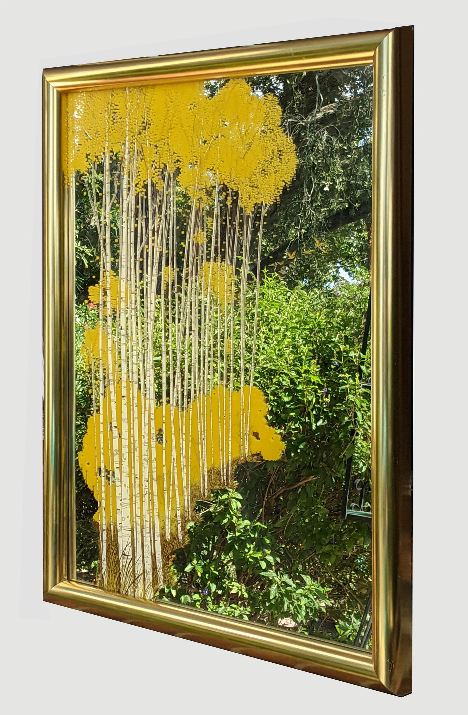 Vintage 1970's Gloria Eriksen Wall Etched Mirror With Trees and Birds - 3