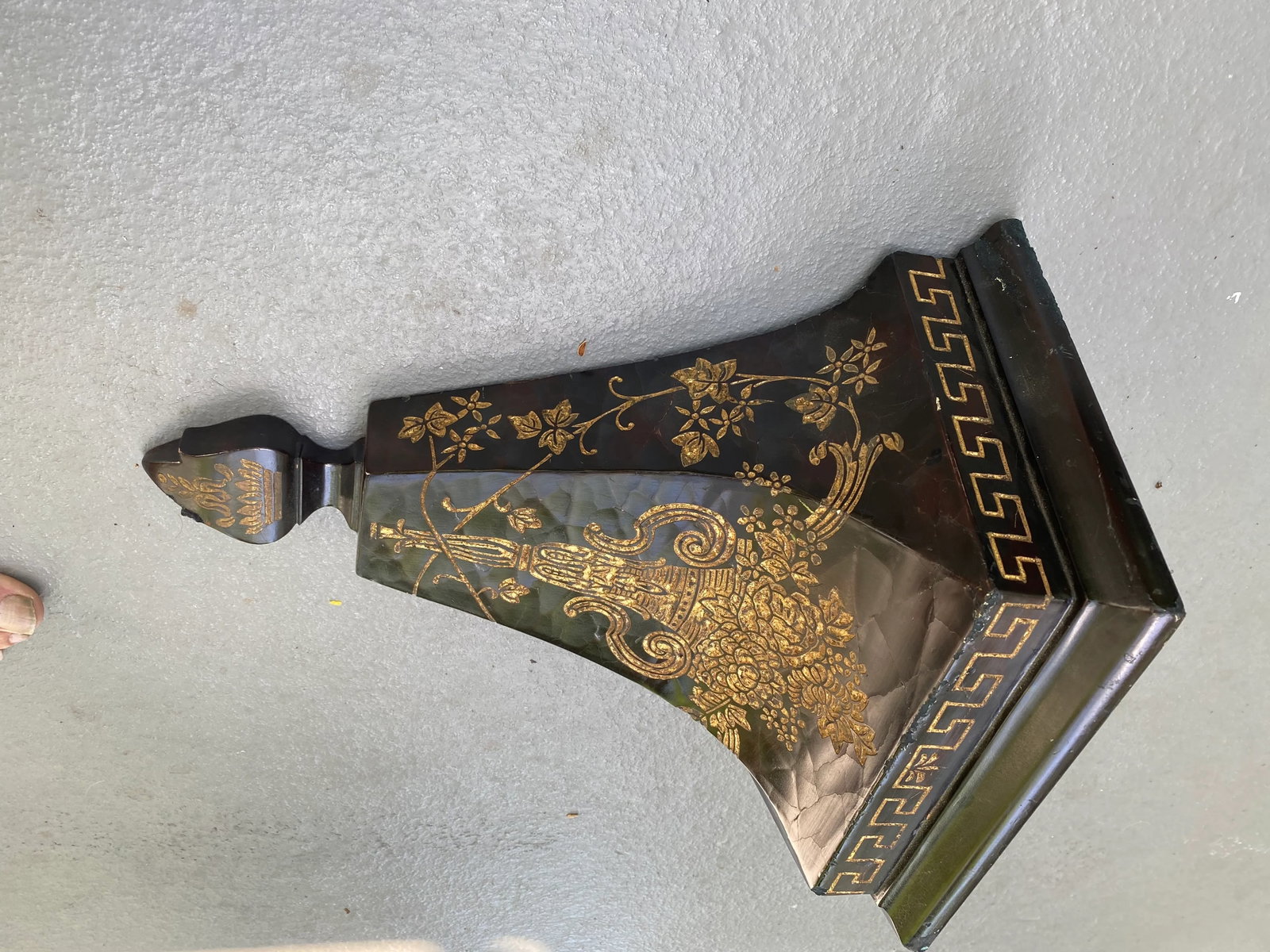 1980s Large Black & Gold Wall Shelf - 11
