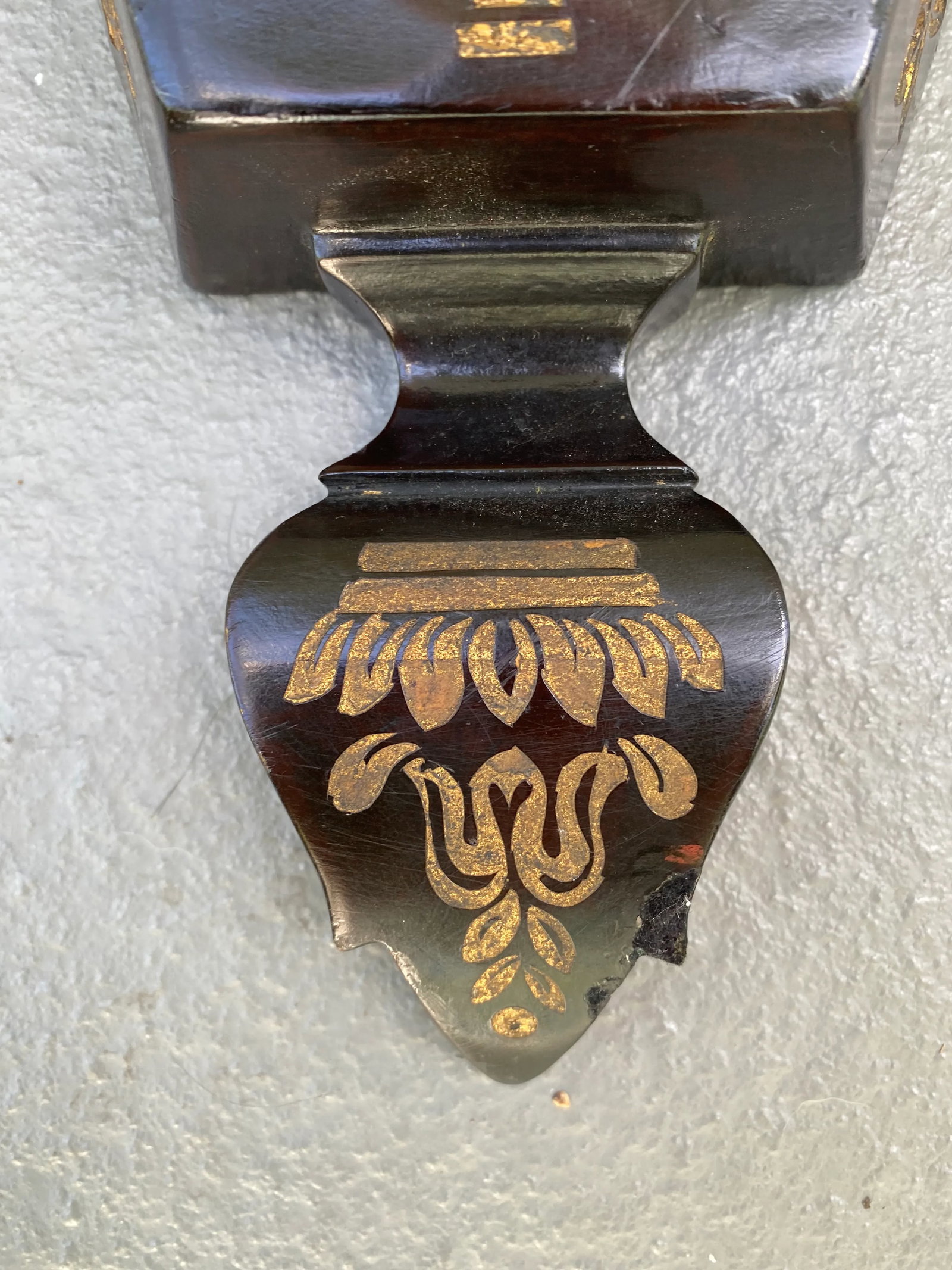 1980s Large Black & Gold Wall Shelf - 3