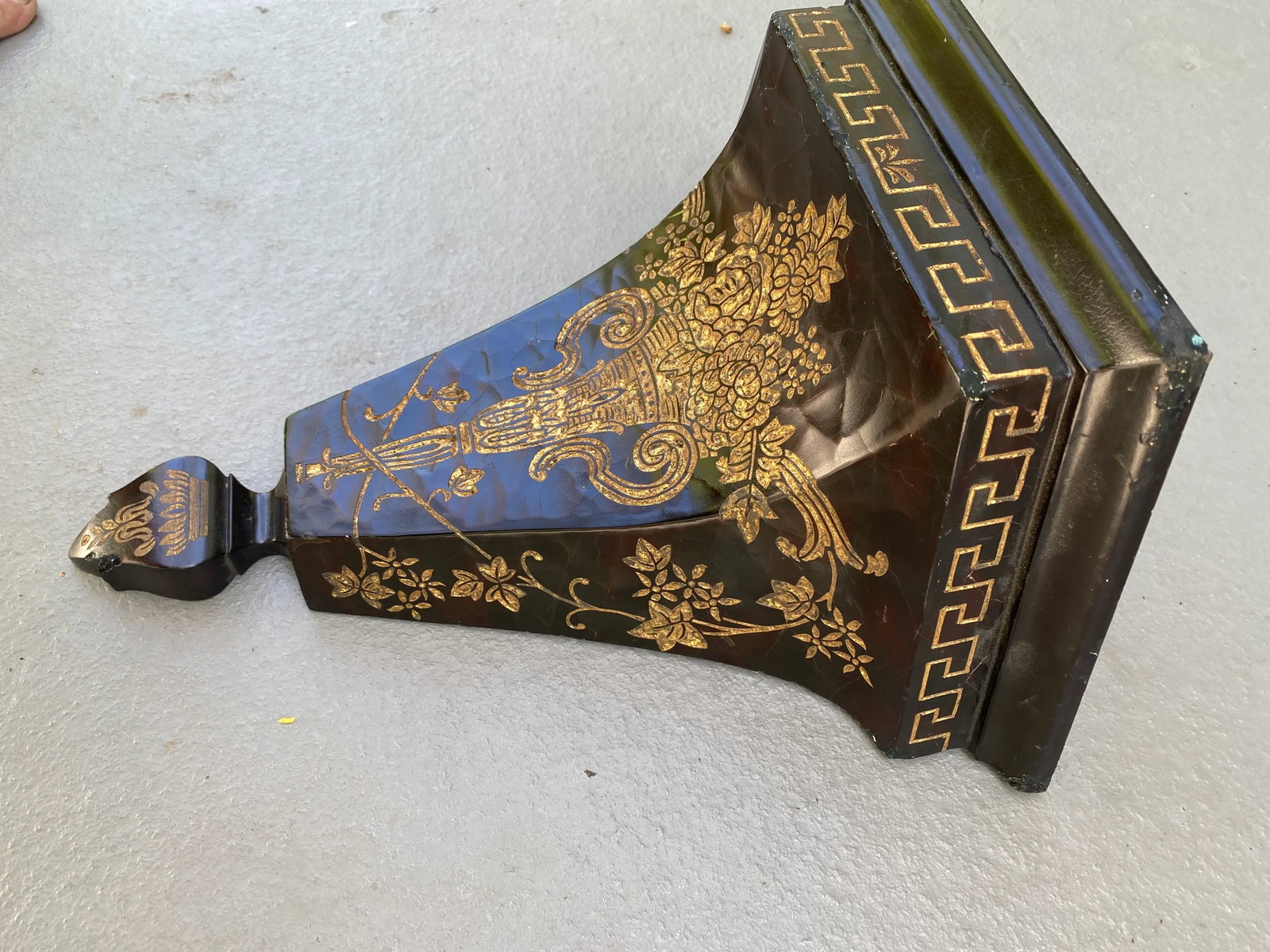 1980s Large Black & Gold Wall Shelf - 4